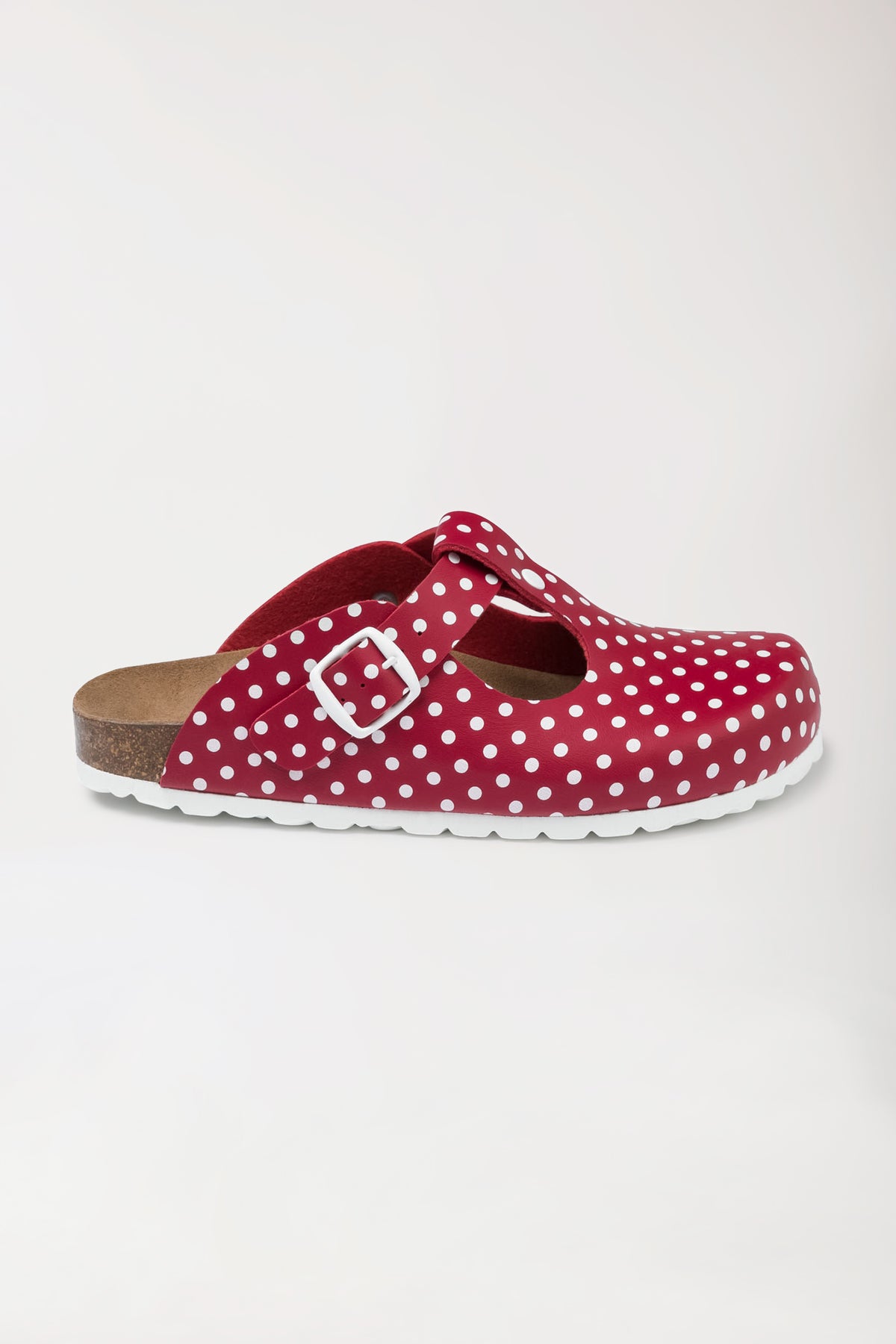 Damen Clog rot/weiß, Vorderansicht