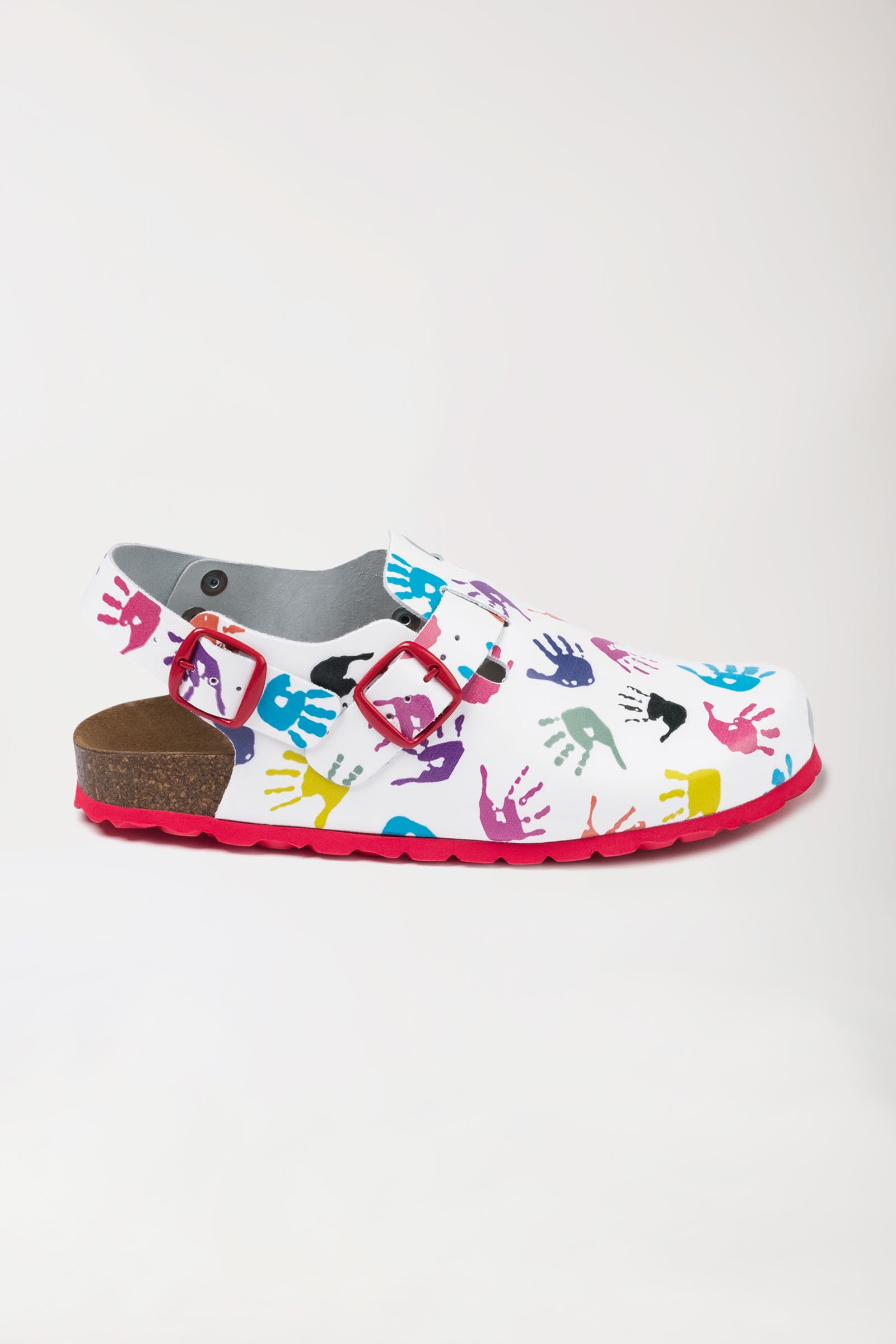 Damen Clog weiß/bunt, Vorderansicht