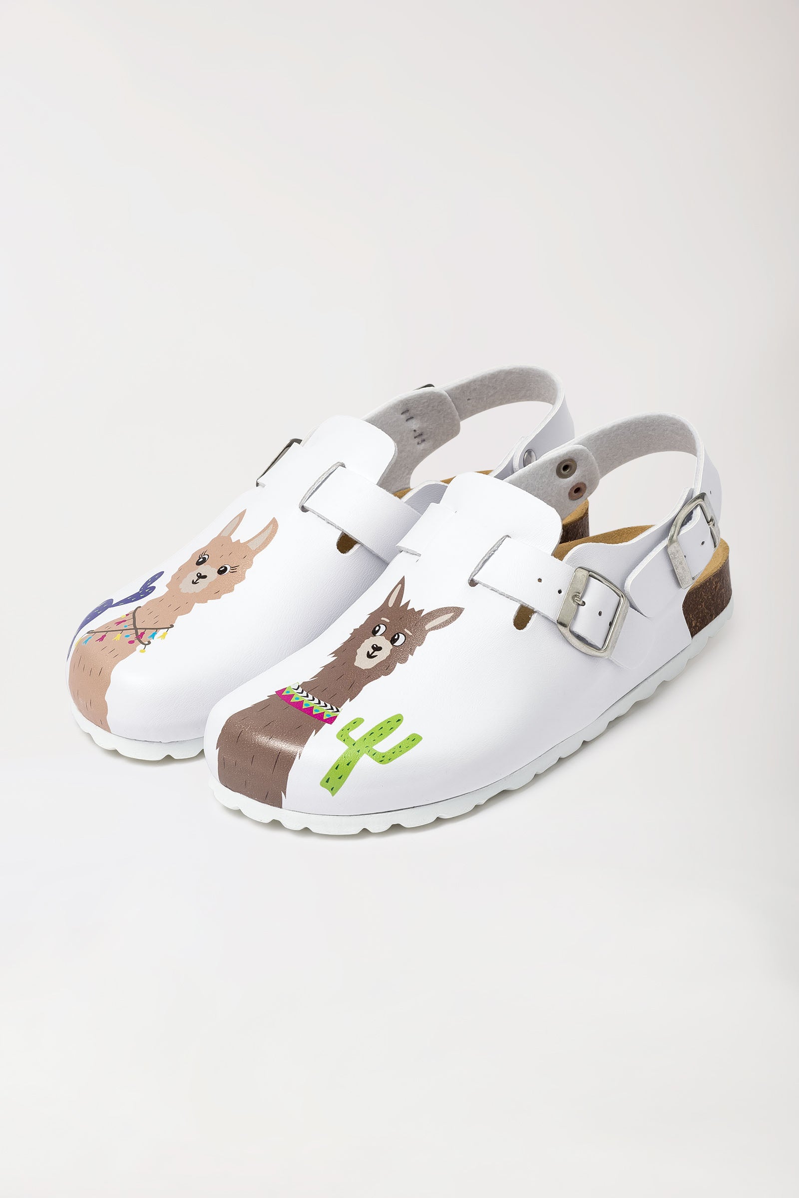 Damen Clog - Fersenriemen - Motivdruck - weiß/bunt