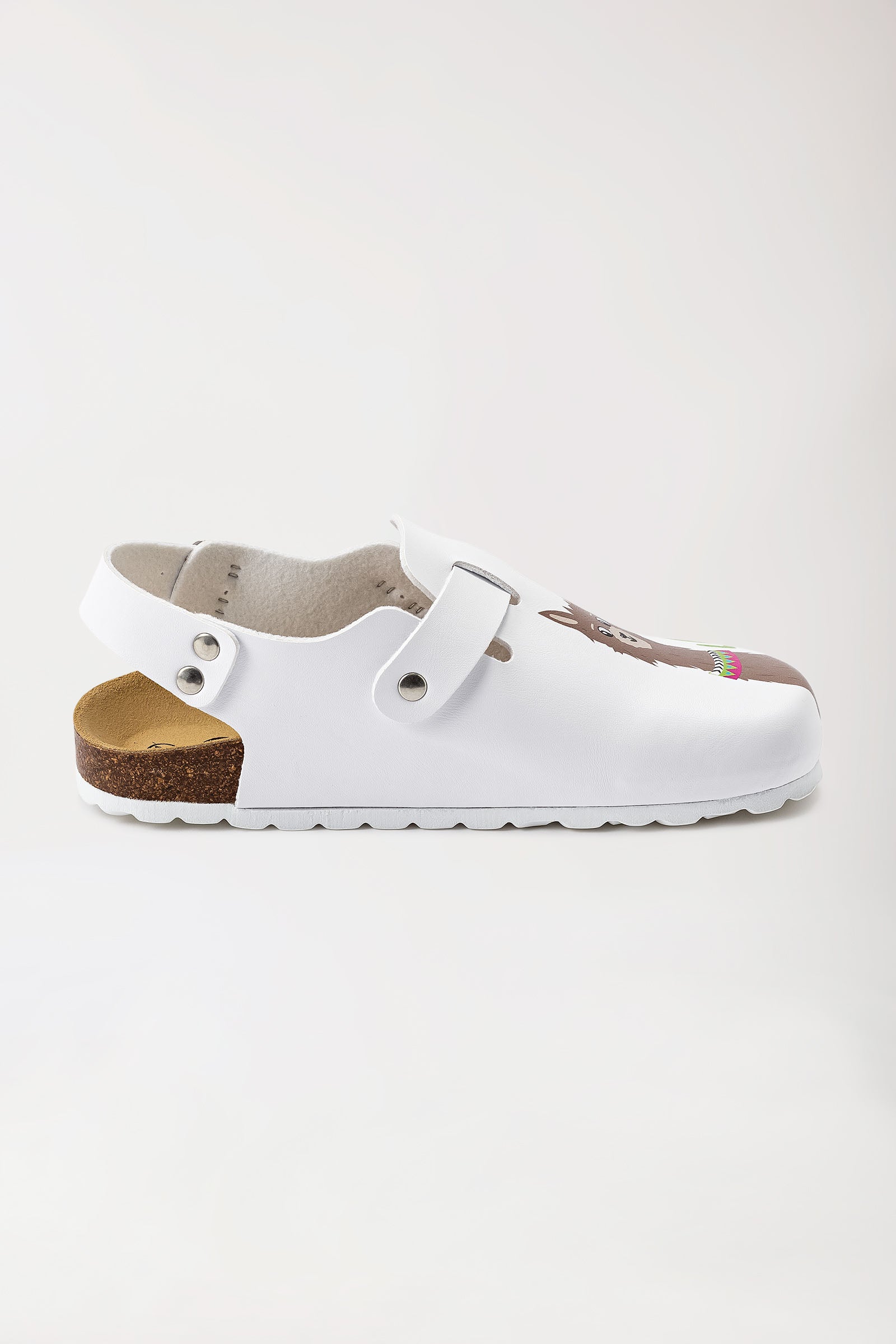 Damen Clog - Fersenriemen - Motivdruck - weiß/bunt, Vorderansicht