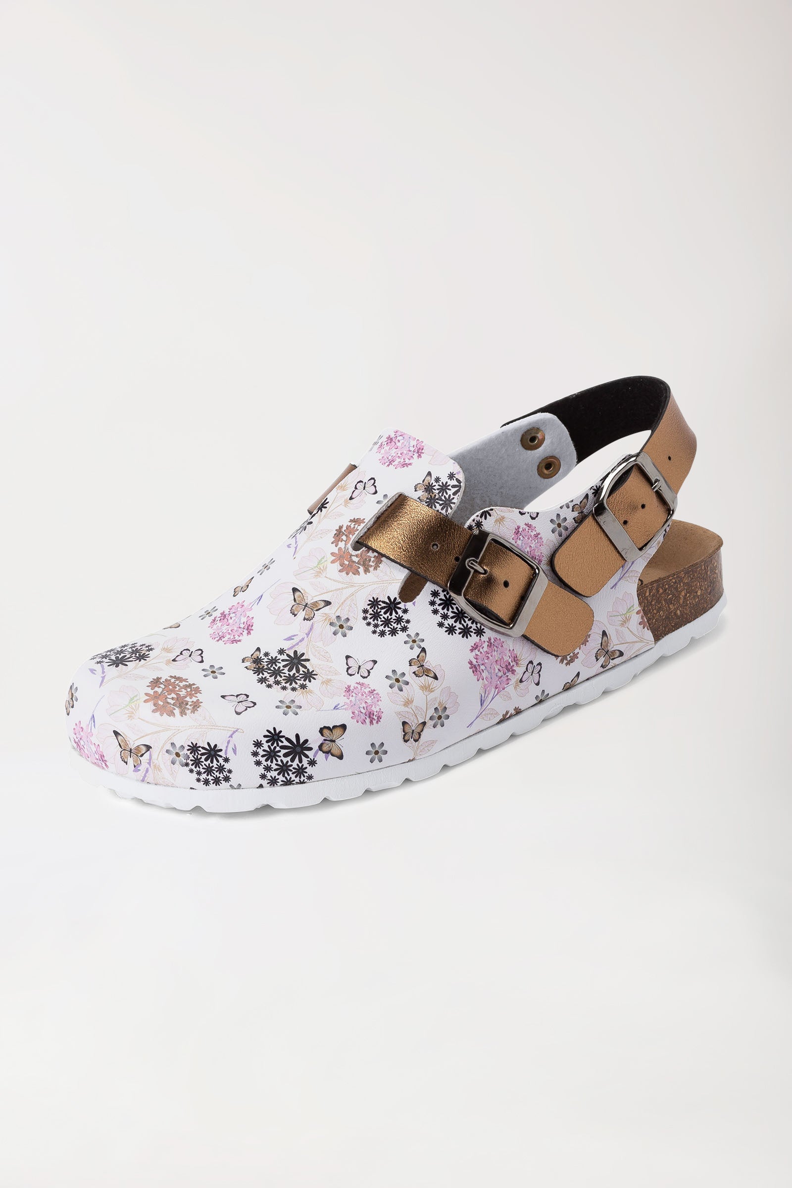 Damen Clog weiß/kupfer/rose