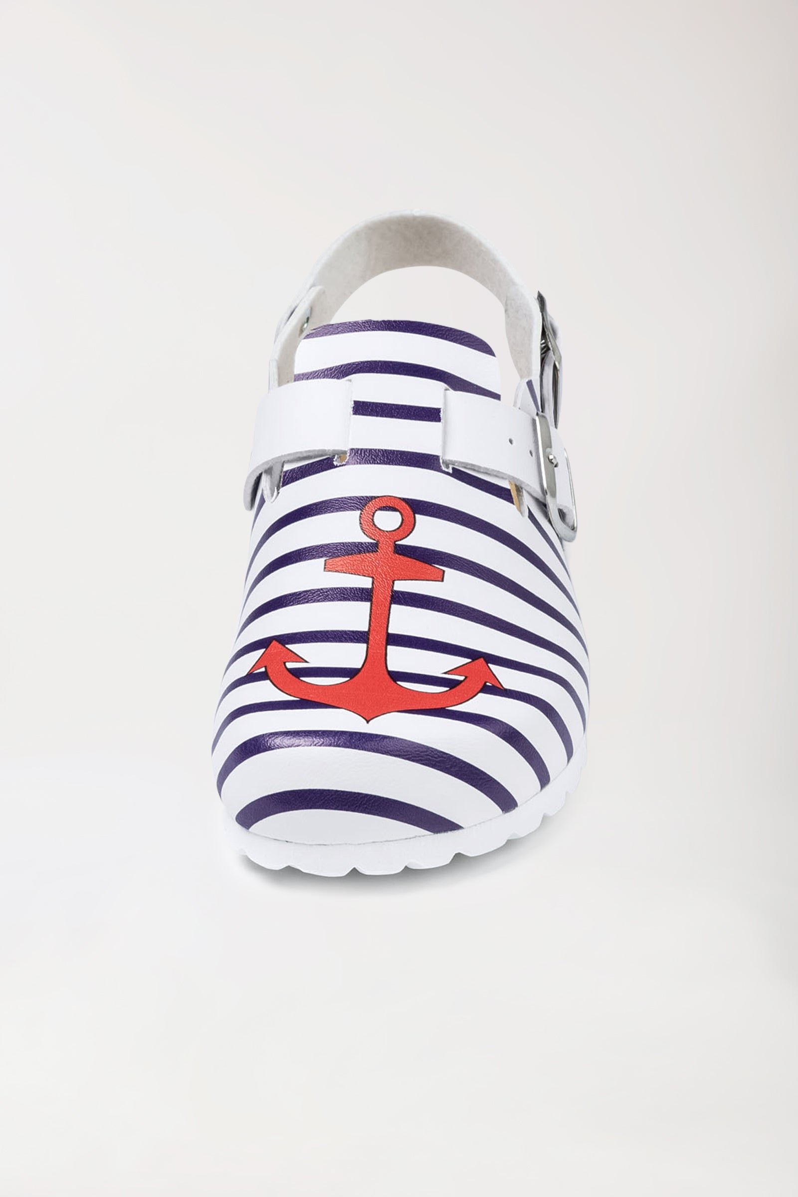 Damen Clog weiß/marine/rot