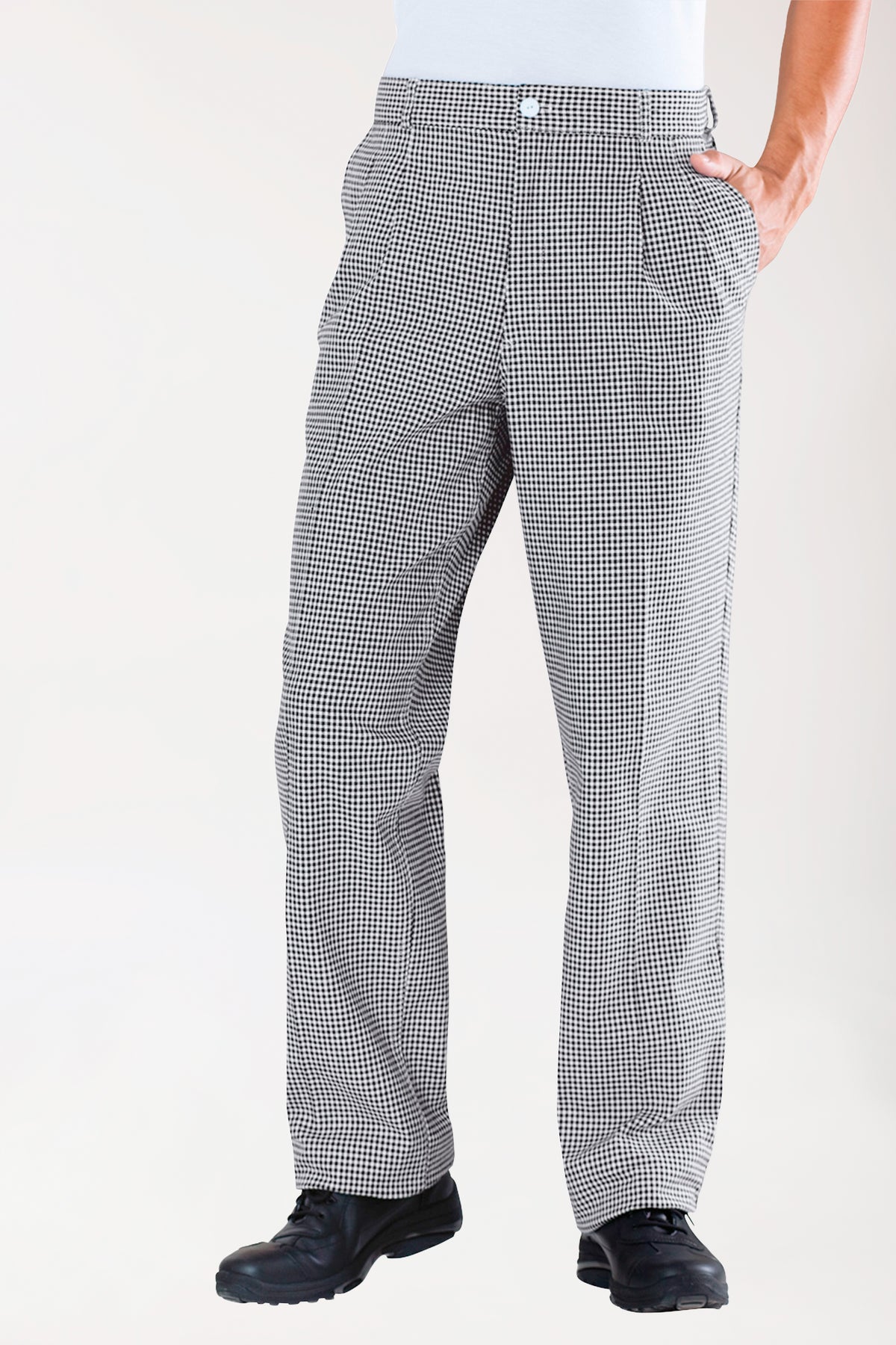 Gastro Hose Herren - Bundfalten schwarz/weiß