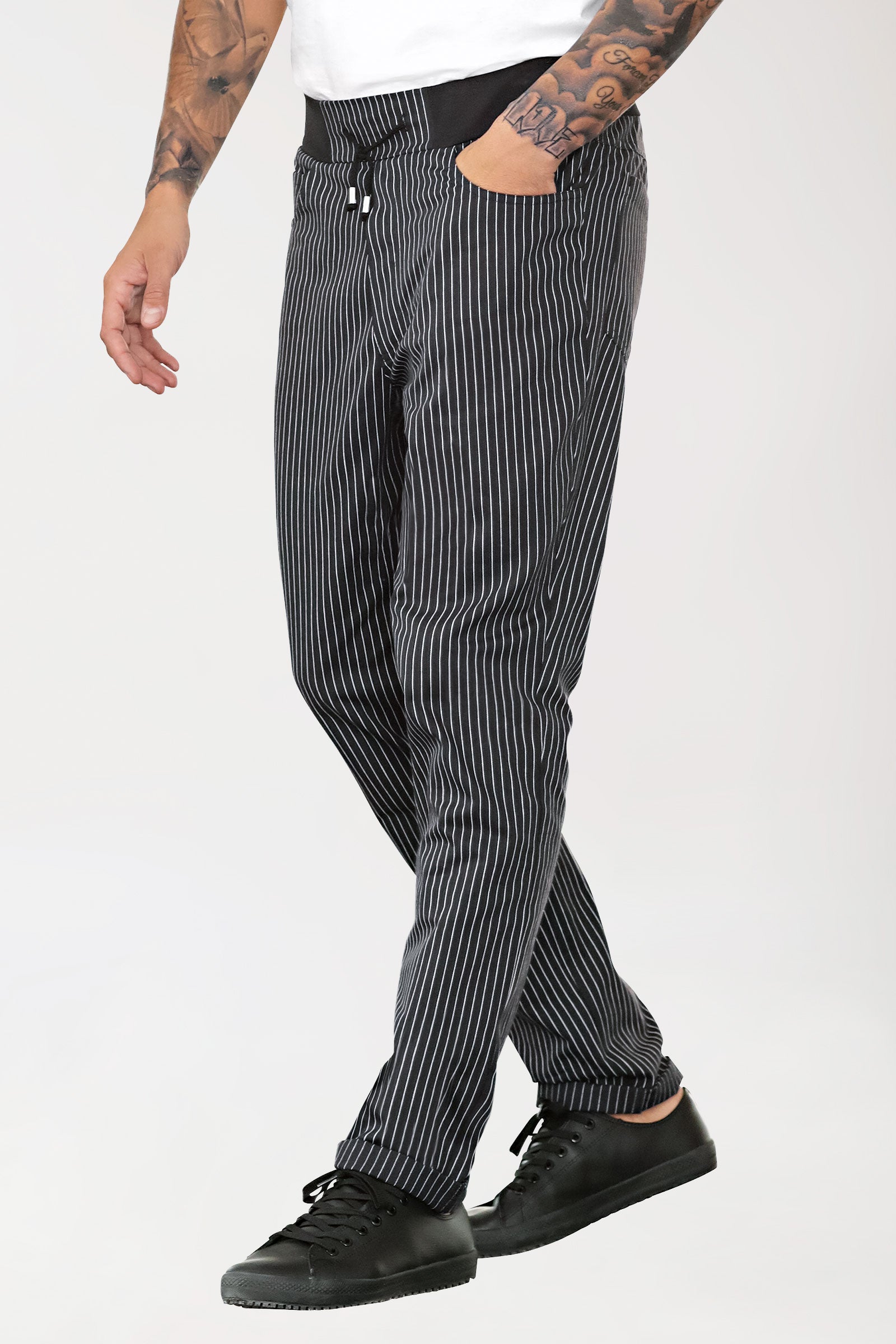 Gastro Hose Herren - Strickbund schwarz/weiß