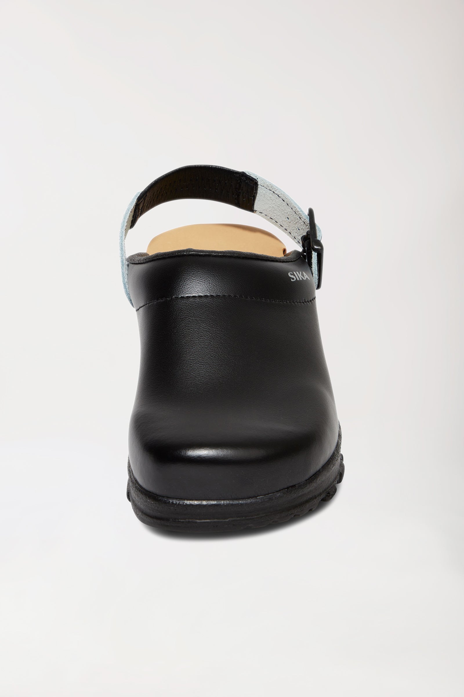 Berufs-Clog Schwarz Permair Leder Unisex, Vorderansicht