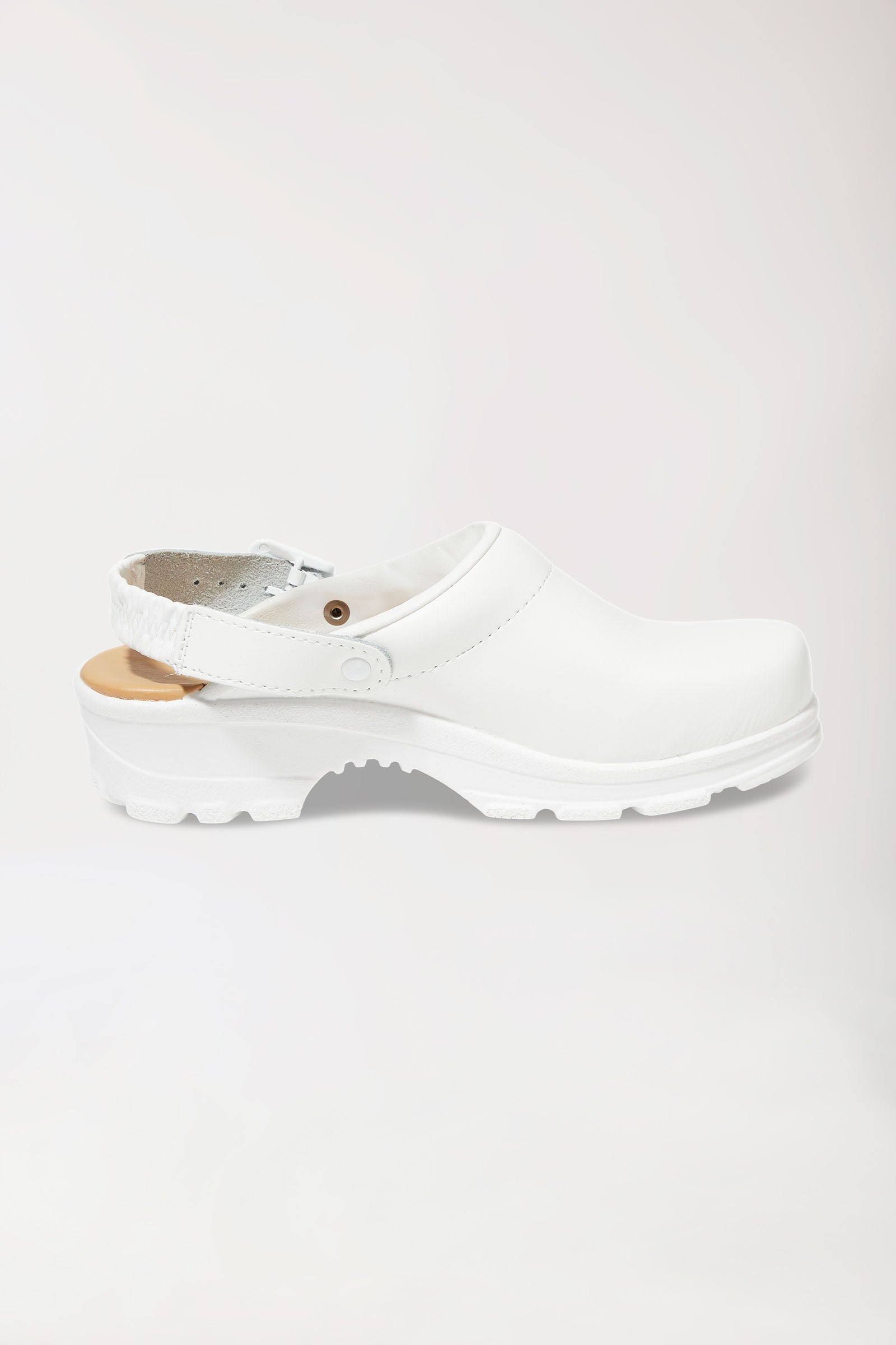 Berufs-Clog Weiß Permair Leder Unisex, Vorderansicht