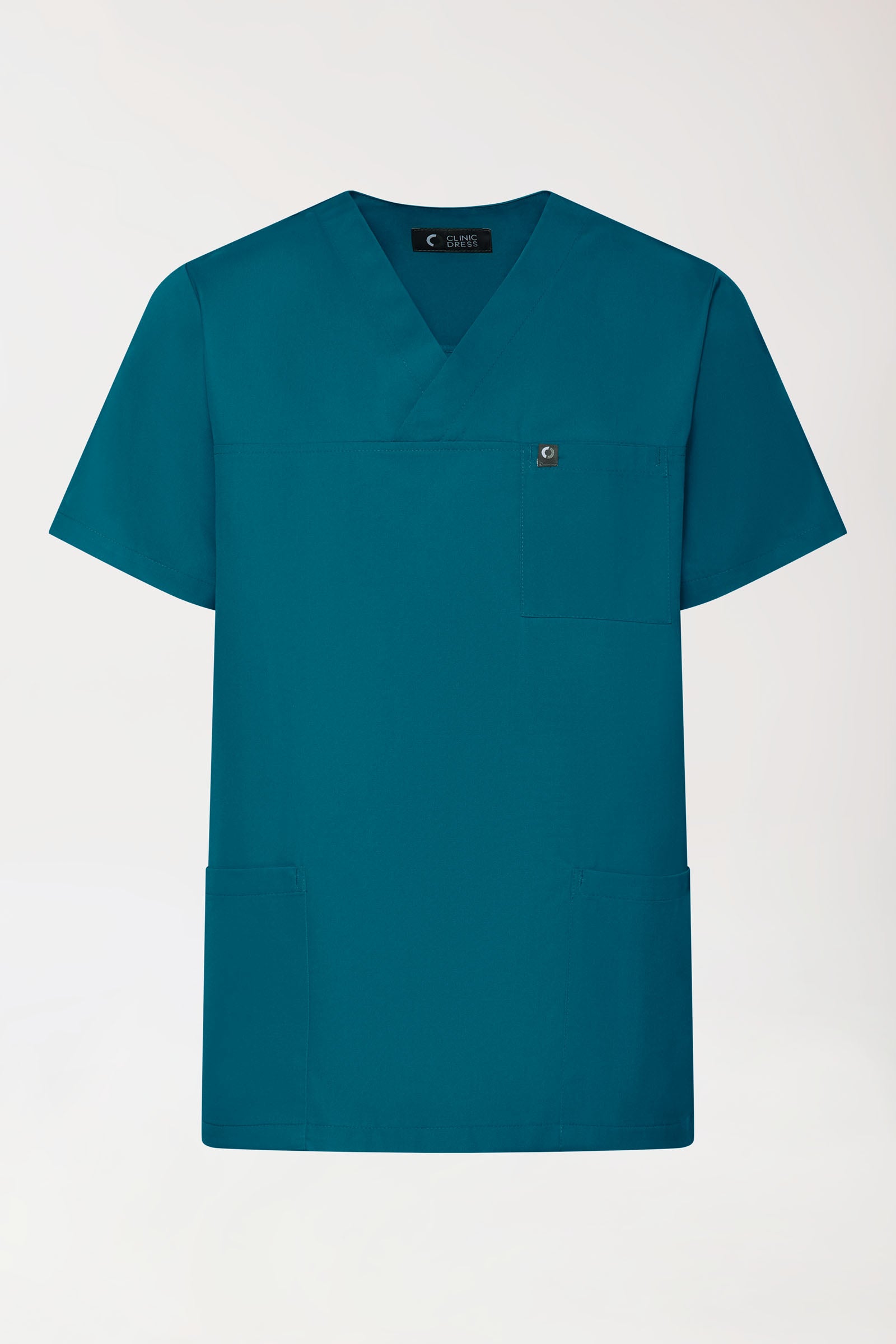 GREEN Stretch Schlupfkasack Unisex - V-Ausschnitt petrol, Vorderansicht