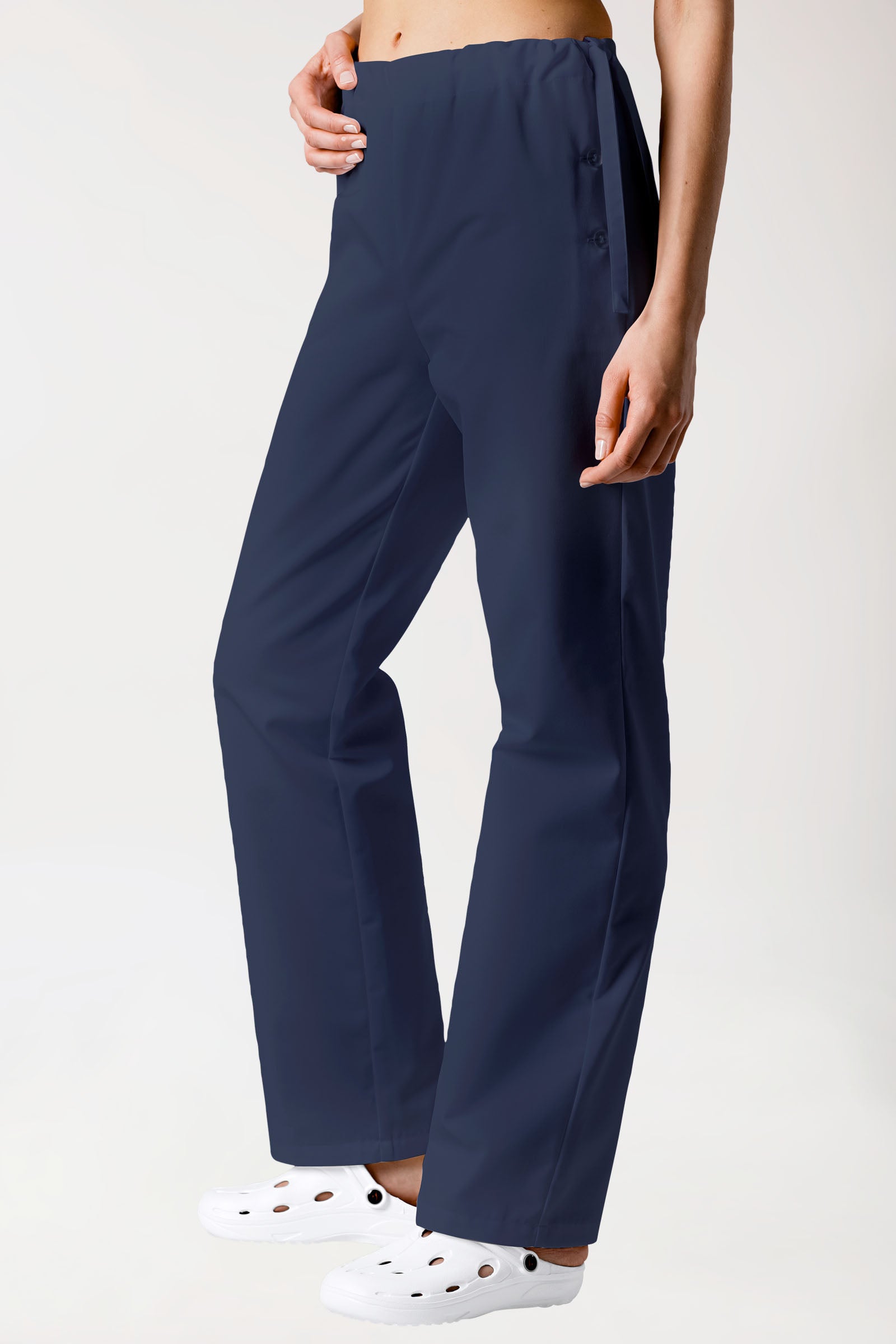 Baumwoll Hose Unisex - seitlicher Knopfverschluss navy