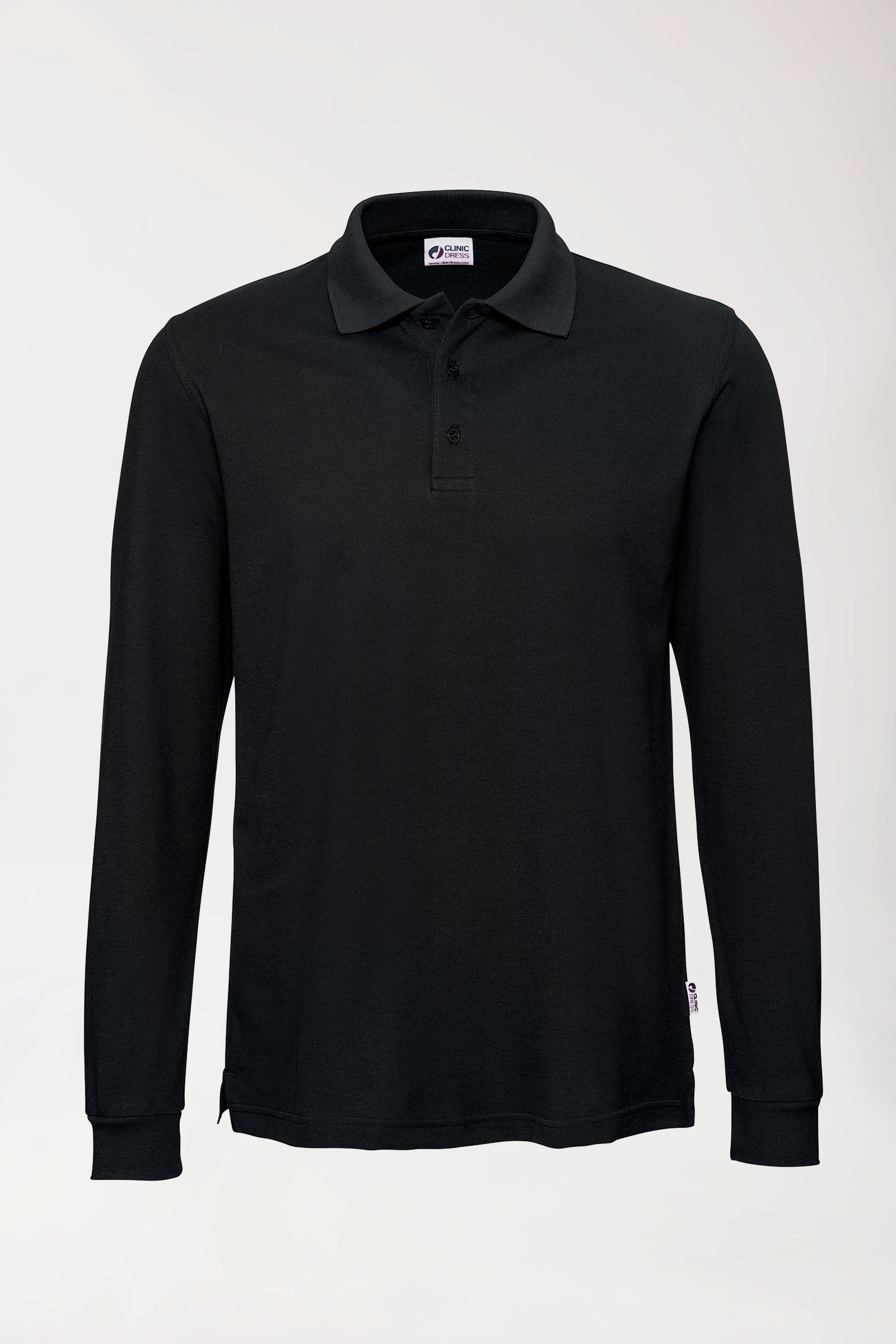 Langarm-Poloshirt Schwarz Unisex