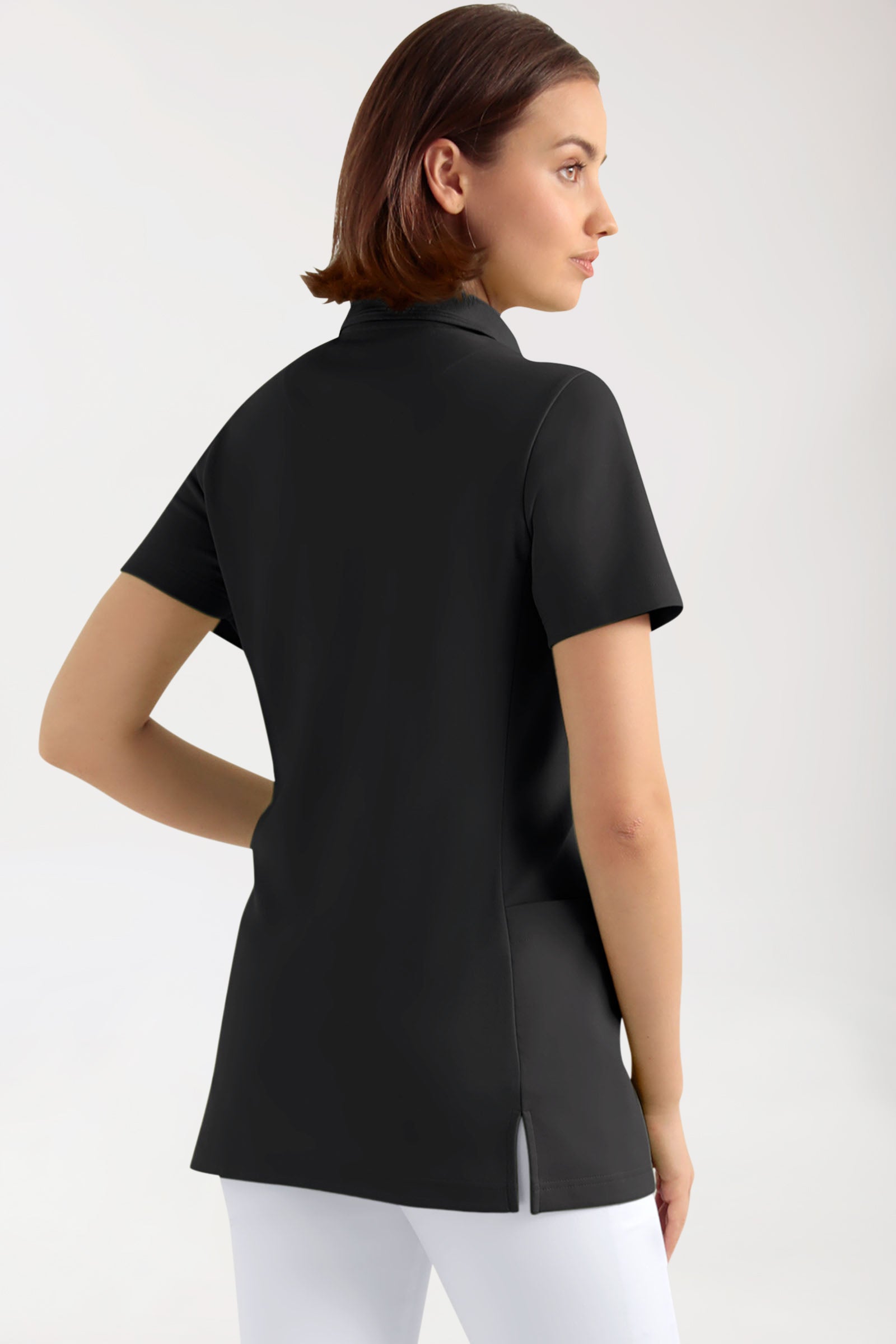 COMFY FLEX Stretch Schlupfkasack Damen - Polokragen schwarz