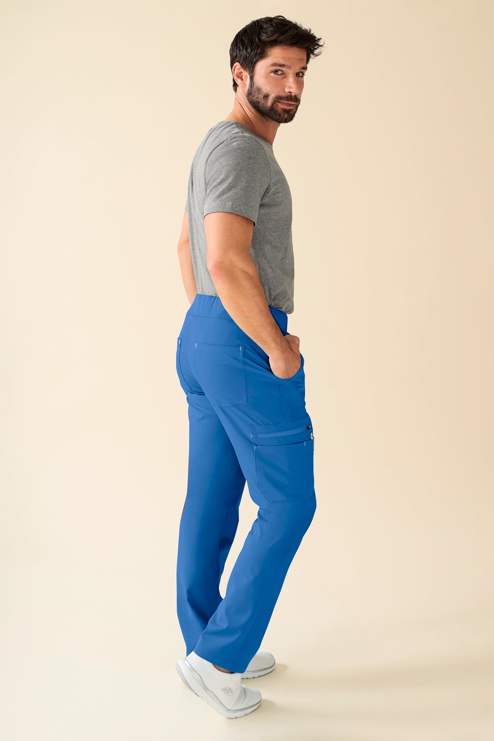 KAERE Hose Herren - gerader Saum Kurzgr. mit Beintaschen blau