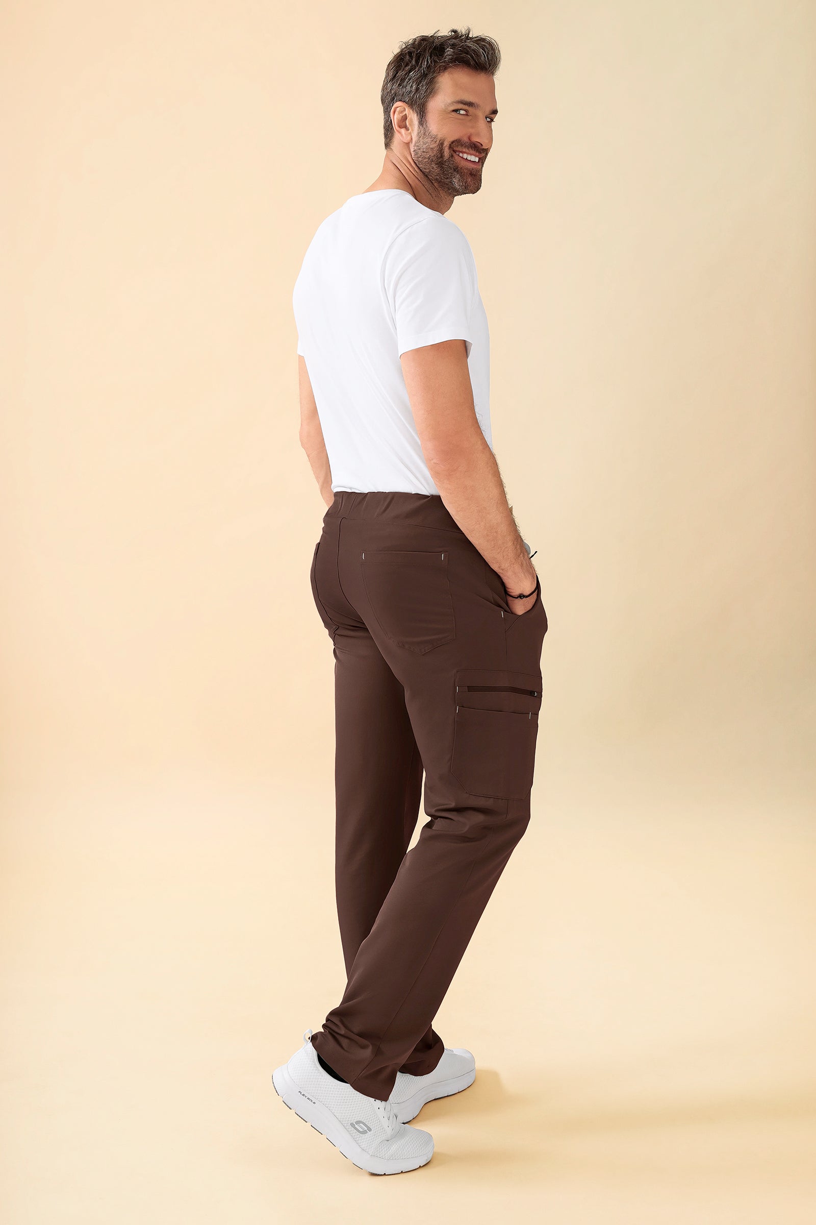 KAERE Hose Herren - gerader Saum mit Beintaschen coffee