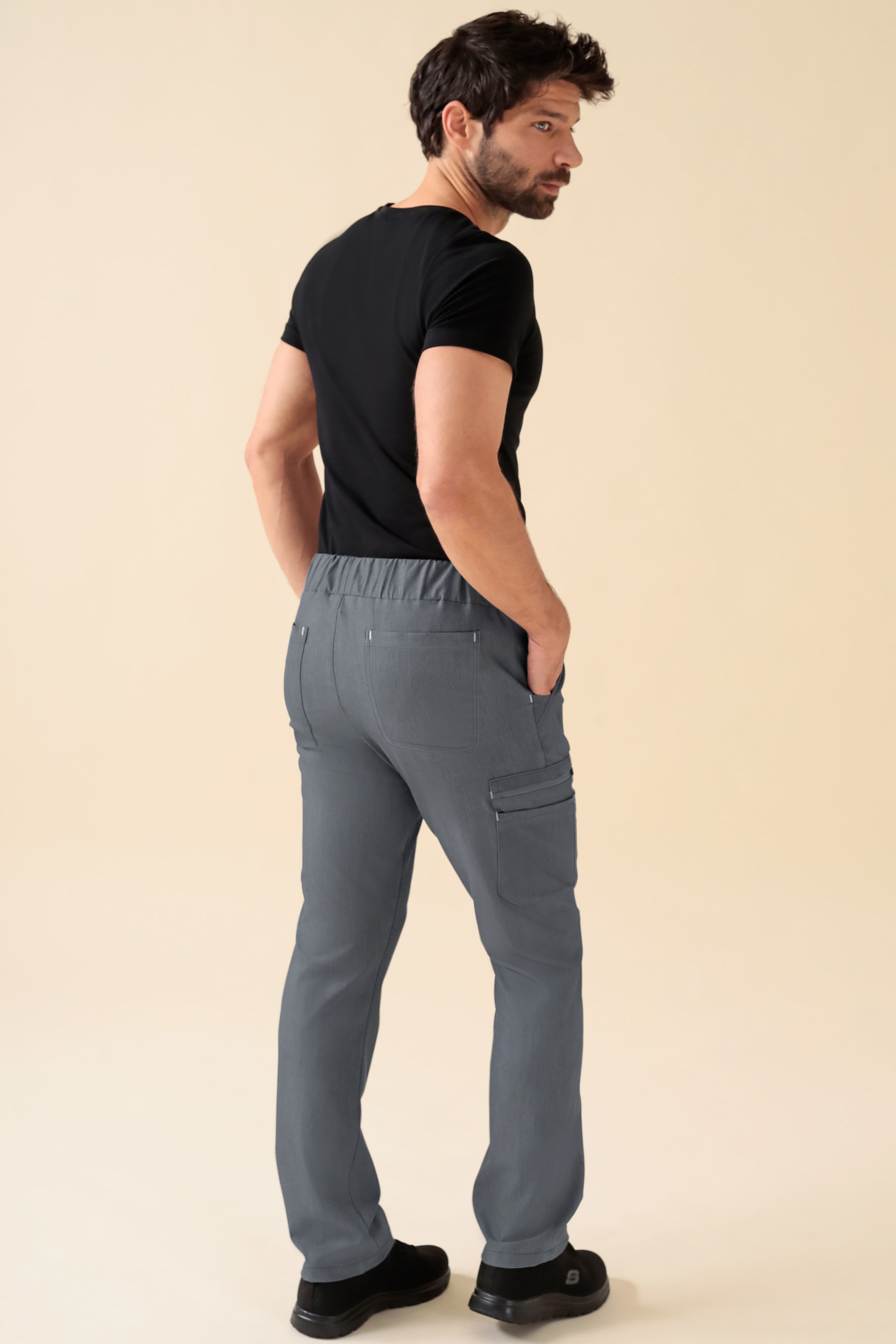 KAERE Hose Herren - gerader Saum Kurzgr. mit Beintaschen grau melange