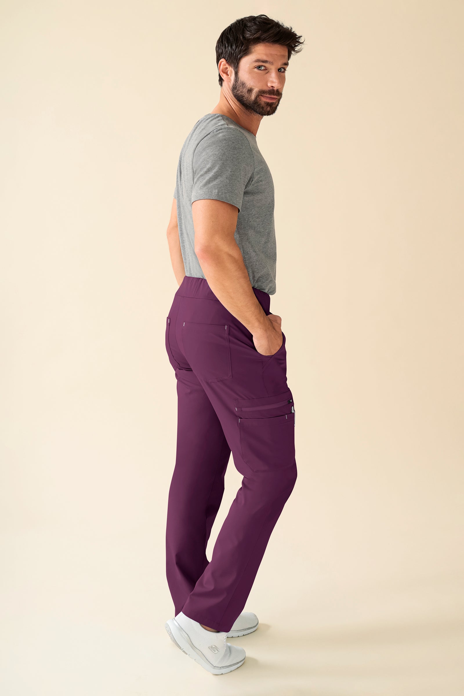 KAERE Hose Herren - gerader Saum Kurzgr. mit Beintaschen pflaume