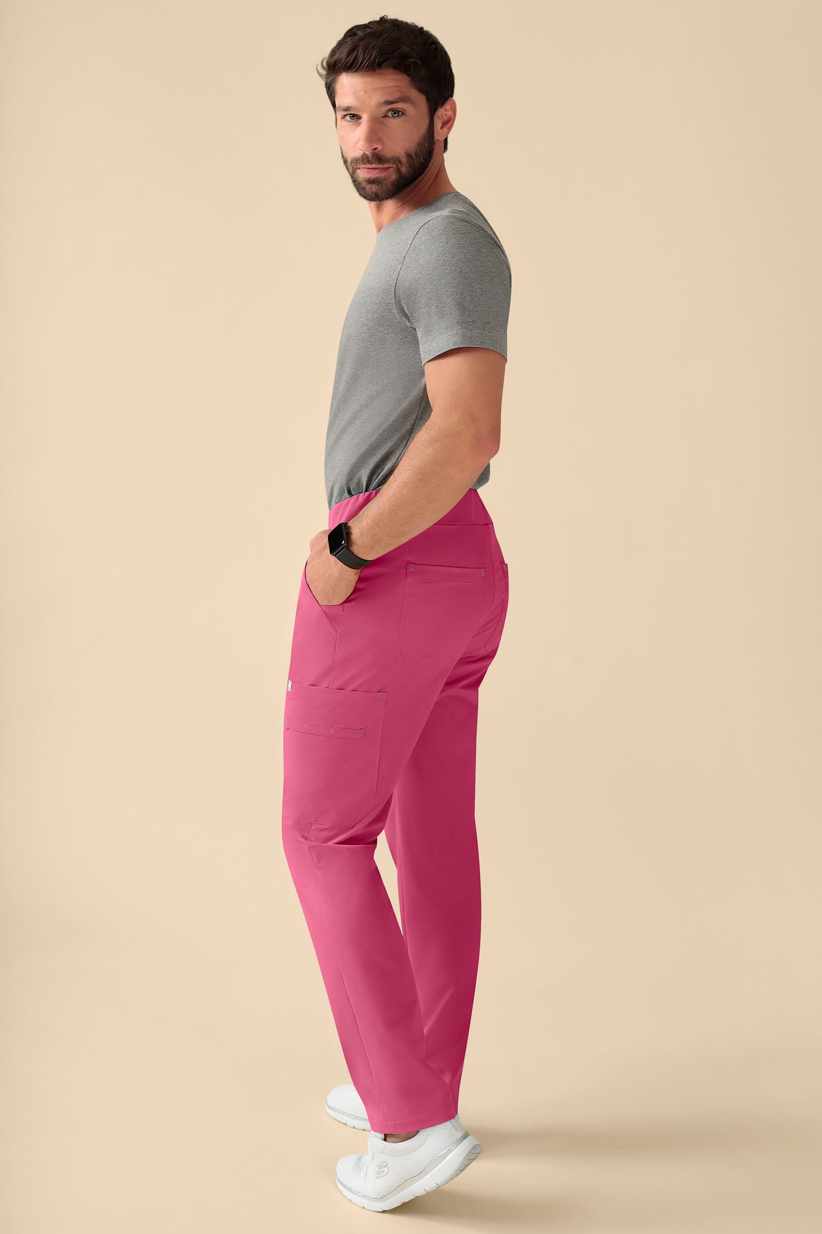 KAERE Hose Herren - gerader Saum Kurzgr. mit Beintaschen rosenholz