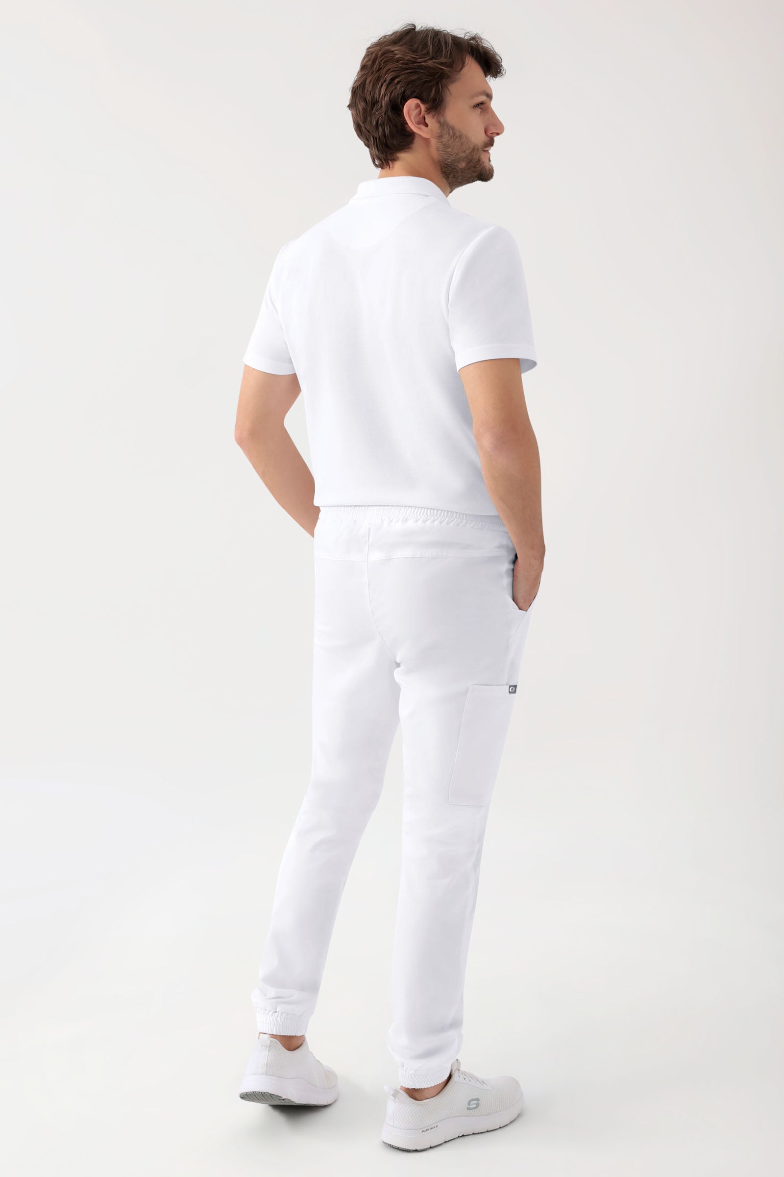 GREEN Stretch Hose Herren - Jogpants Style weiß