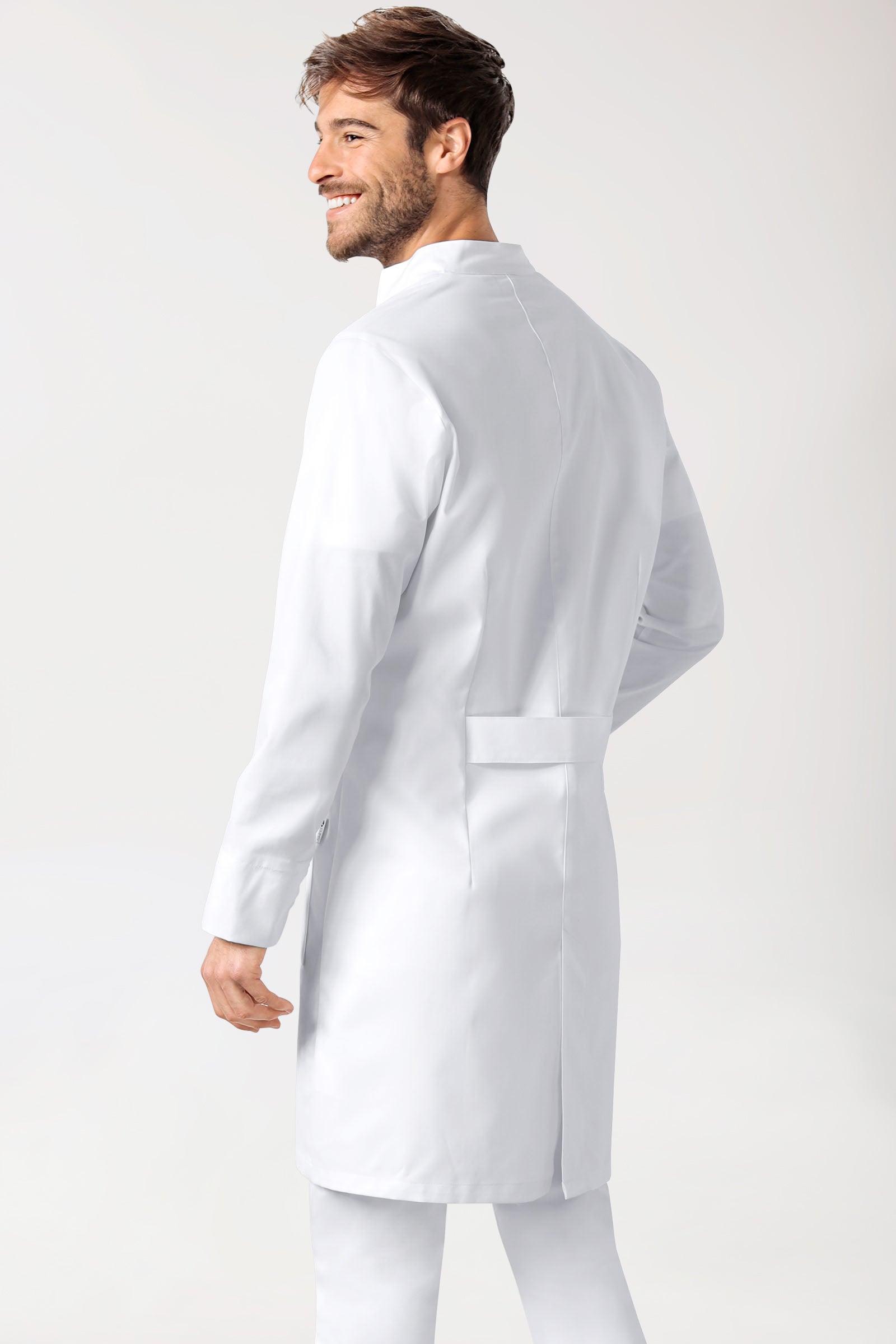 Mantel Herren - Druckknopfleiste - Stehkragen weiß
