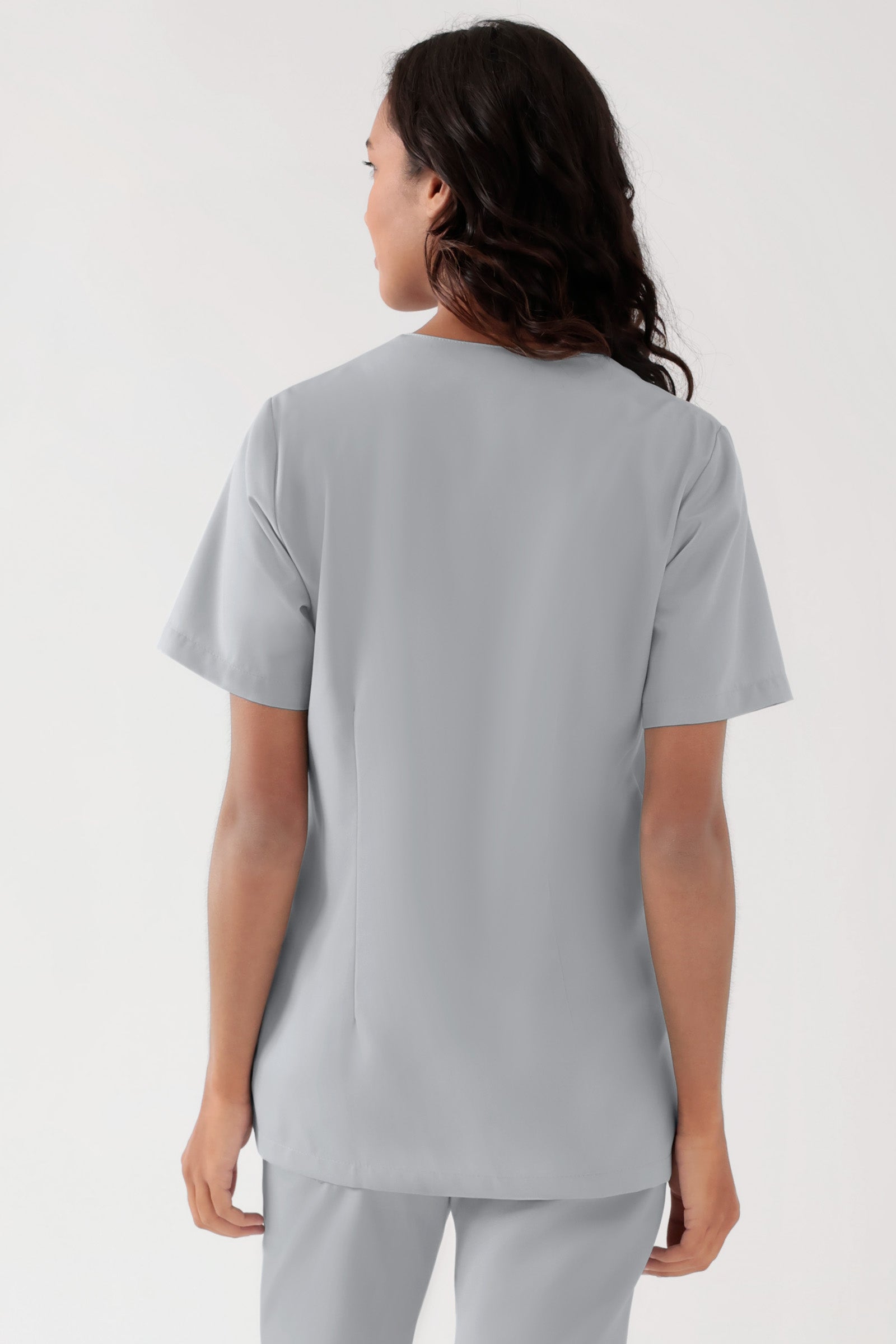 TENCEL™ Schlupfkasack Damen - V-Ausschnitt perlgrau