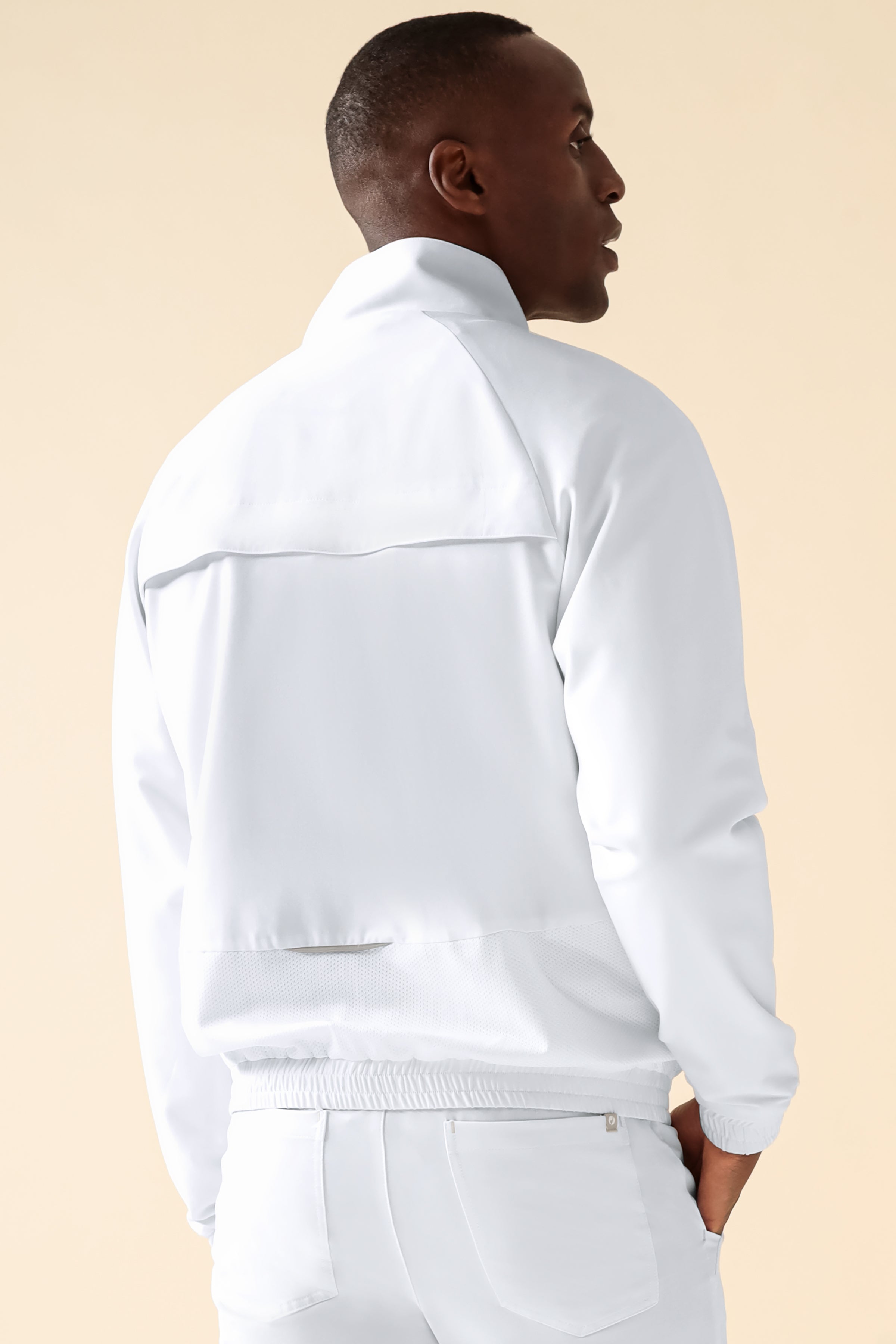 KAERE Blousonjacke Herren - mit elastischen Bündchen weiß, Rückansicht 