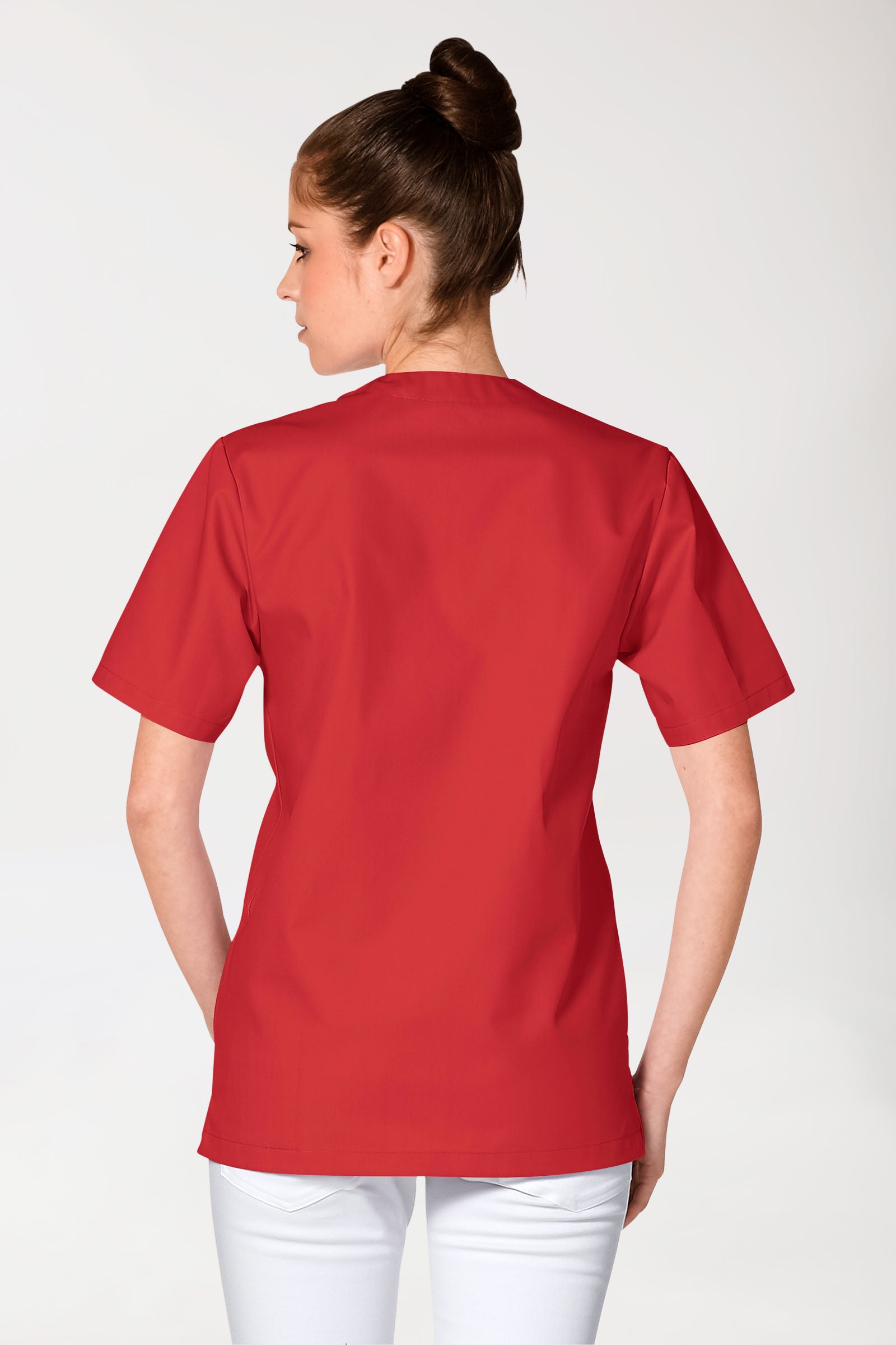 JUST STRONG Schlupfkasack Unisex - V-Ausschnitt rot, Rückansicht 