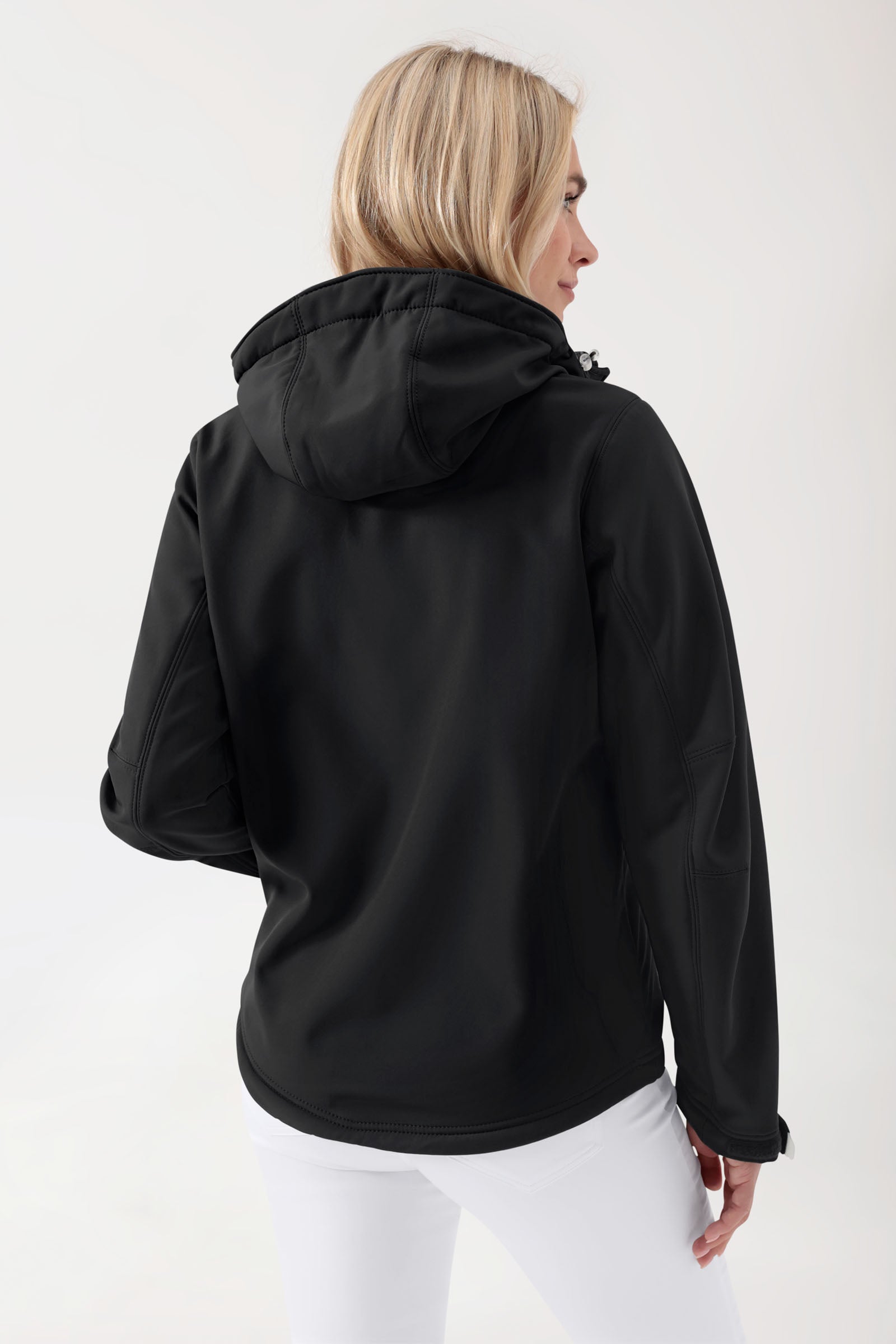 Softshell Jacken Unisex - abnehmbare Kapuze schwarz