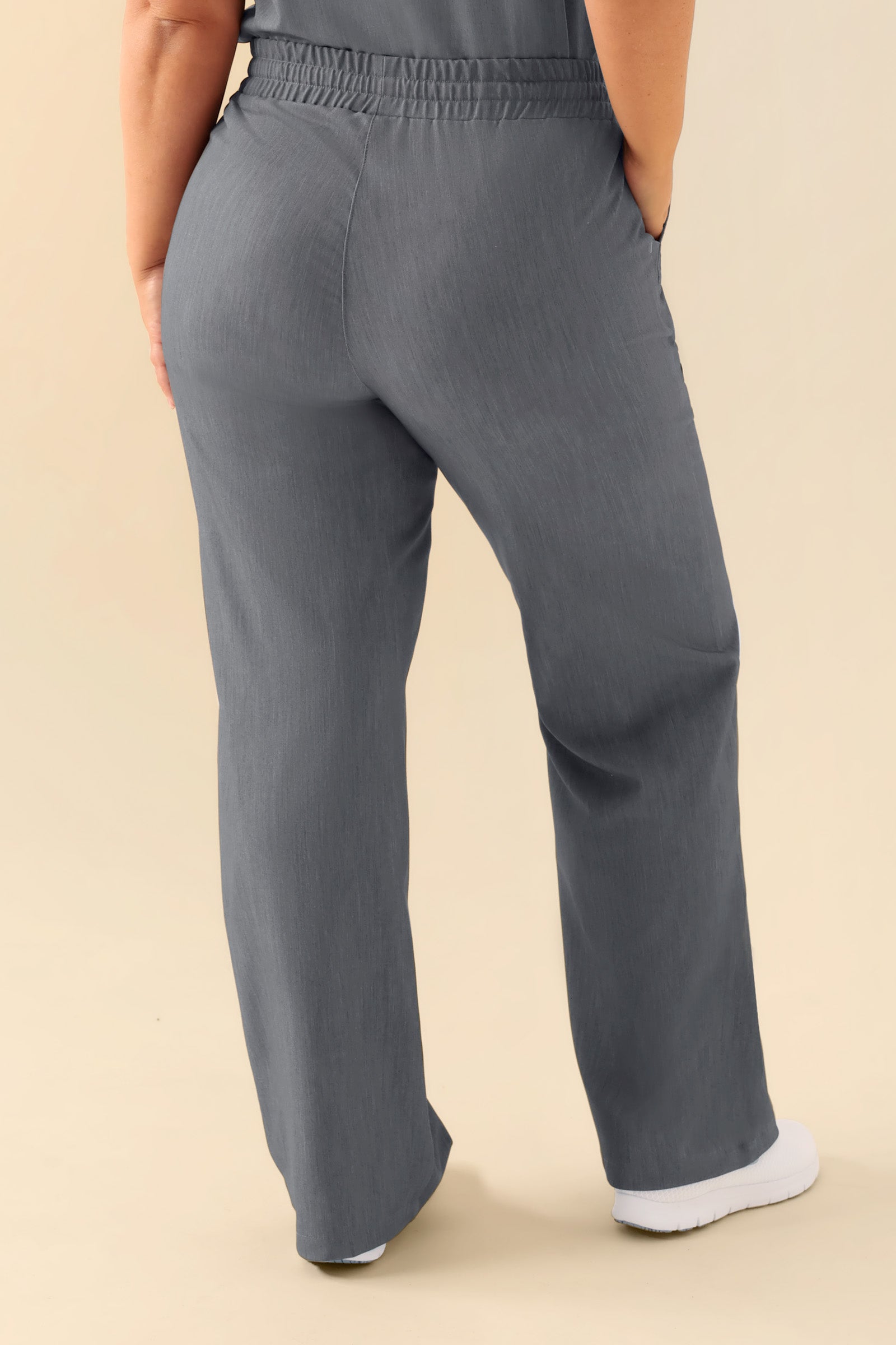 KAERE Hose Damen - weites Bein grau melange, Rückansicht 