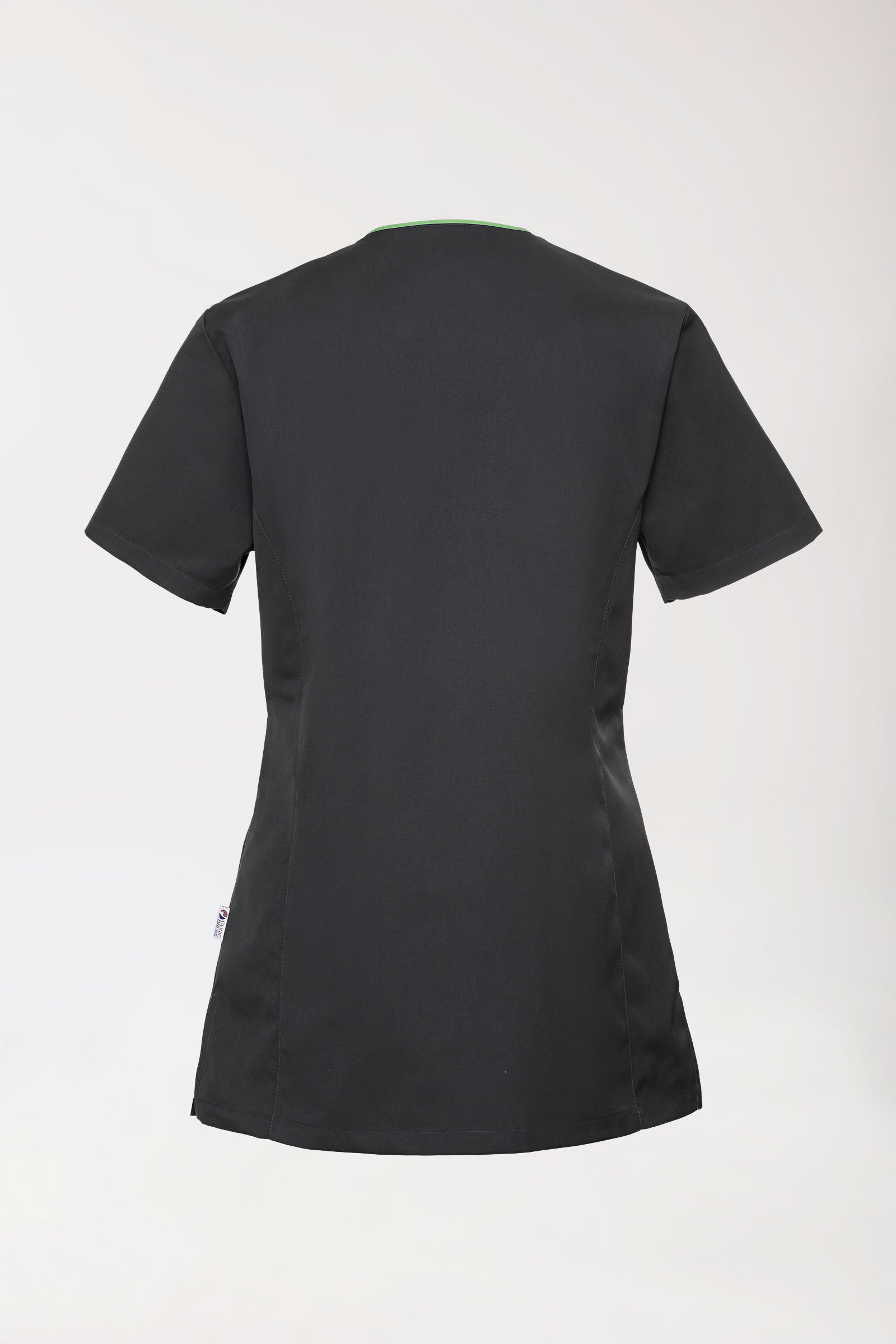 Beauty Kasack Damen - durchgeknöpft anthrazit/apfelgrün