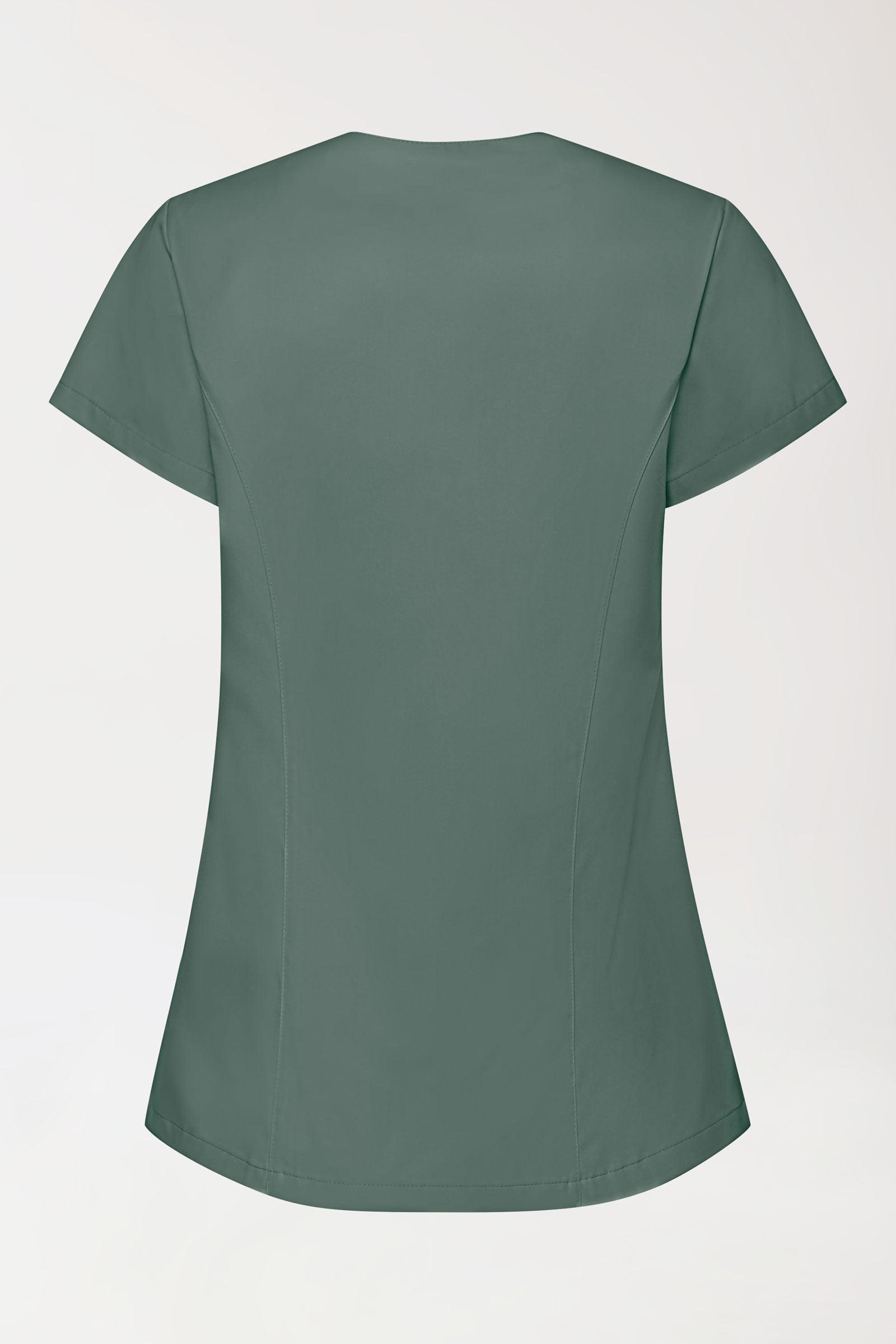 GREEN Stretch Kasack Damen - asymmetrische Druckknopfleiste dunkelgrün