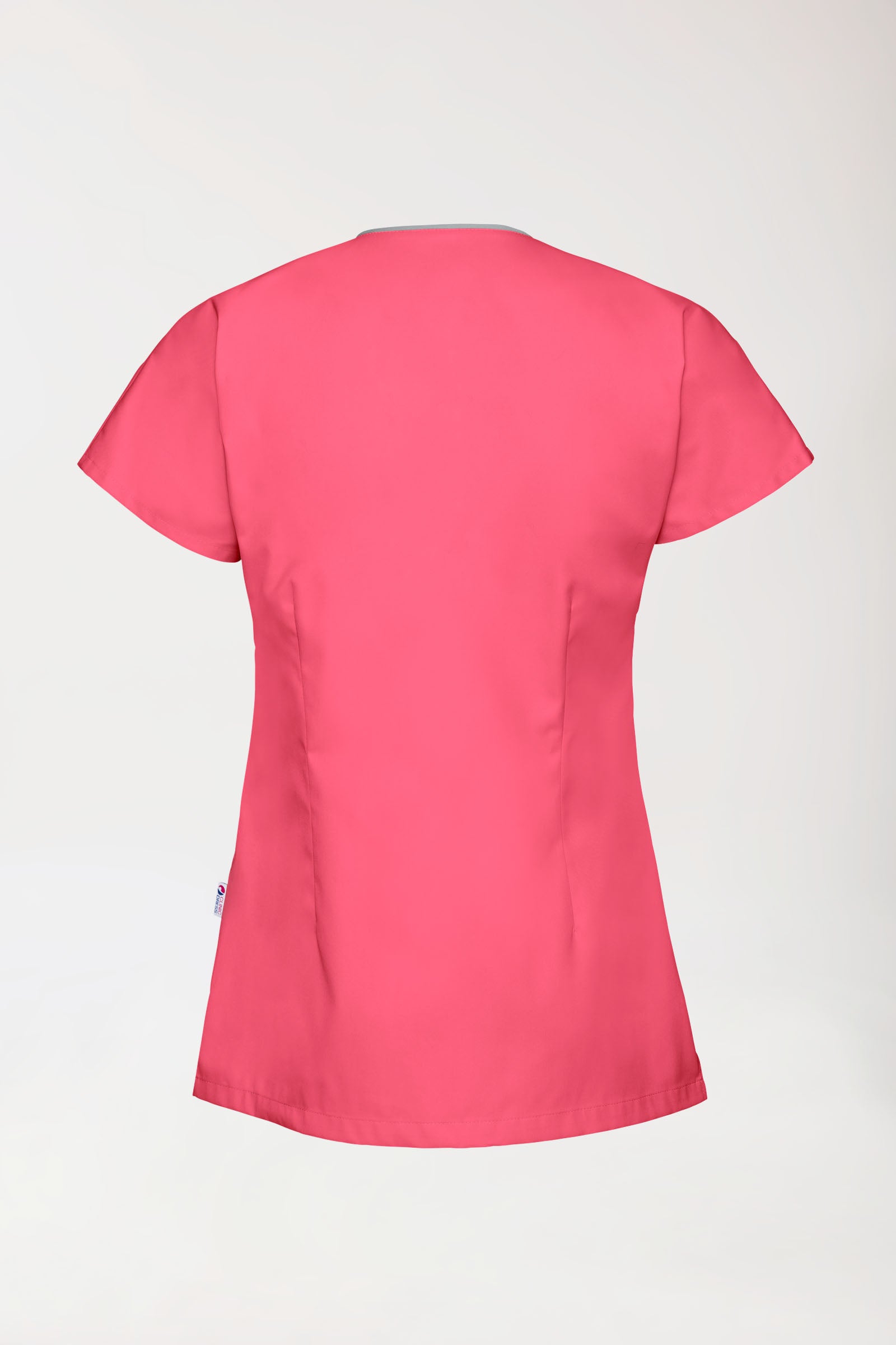 Beauty Kasack Damen - asymmetrische Druckknopfleiste lipstick/grau