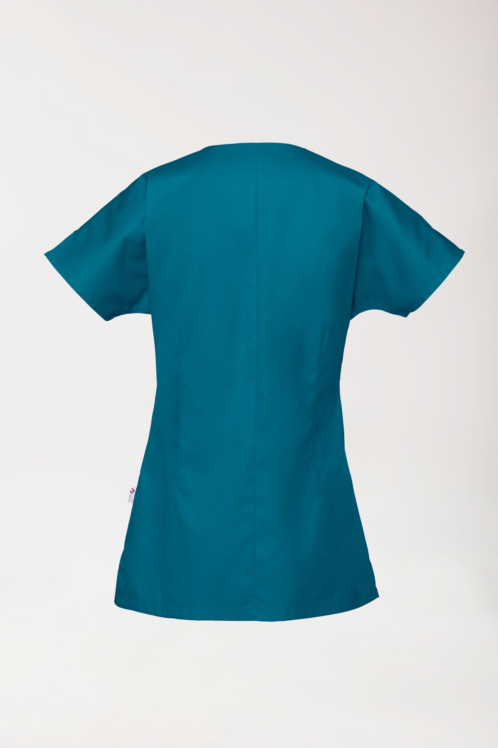 Beauty Kasack Damen - asymmetrische Druckknopfleiste petrol