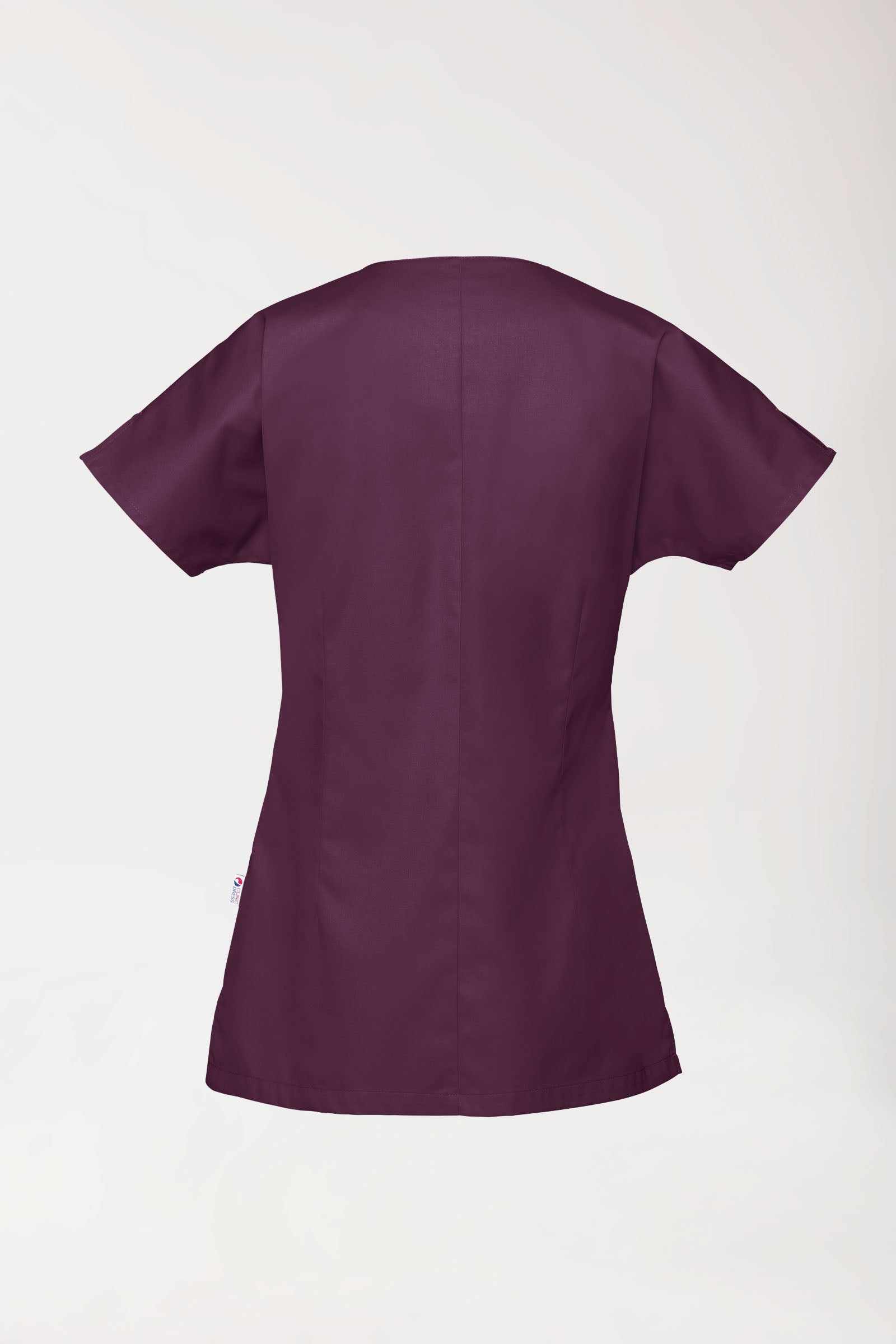 Beauty Kasack Damen - asymmetrische Druckknopfleiste pflaume