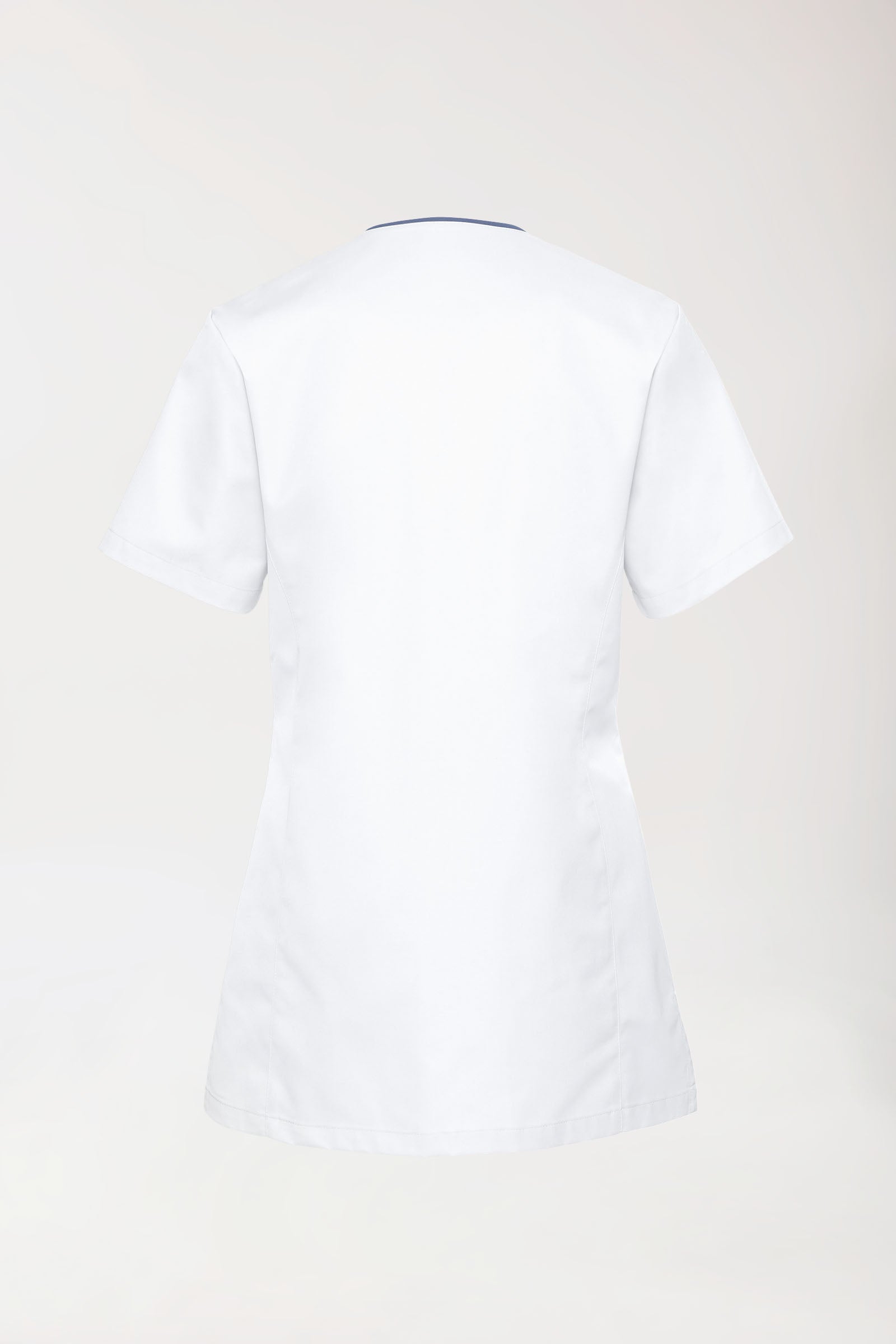 Beauty Kasack Damen - durchgeknöpft weiß/jeansblau