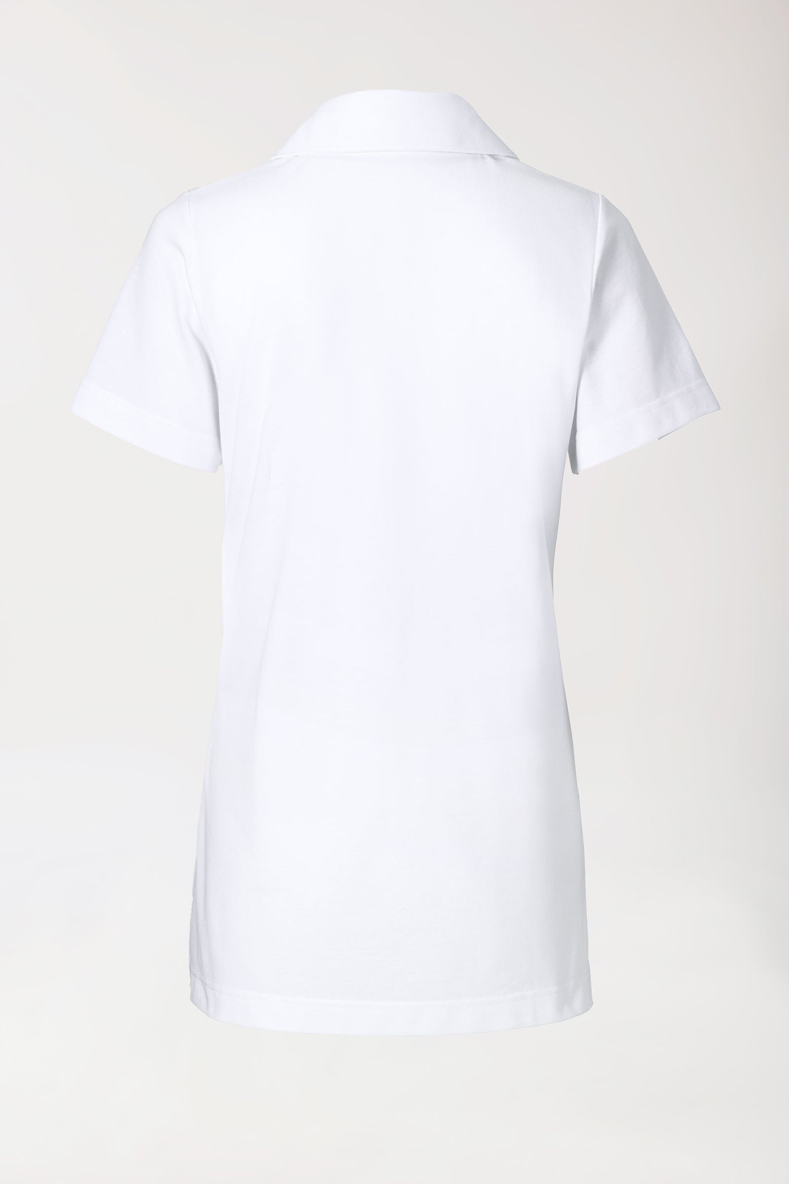 Piqué Longshirt Damen - mit Kragen weiß