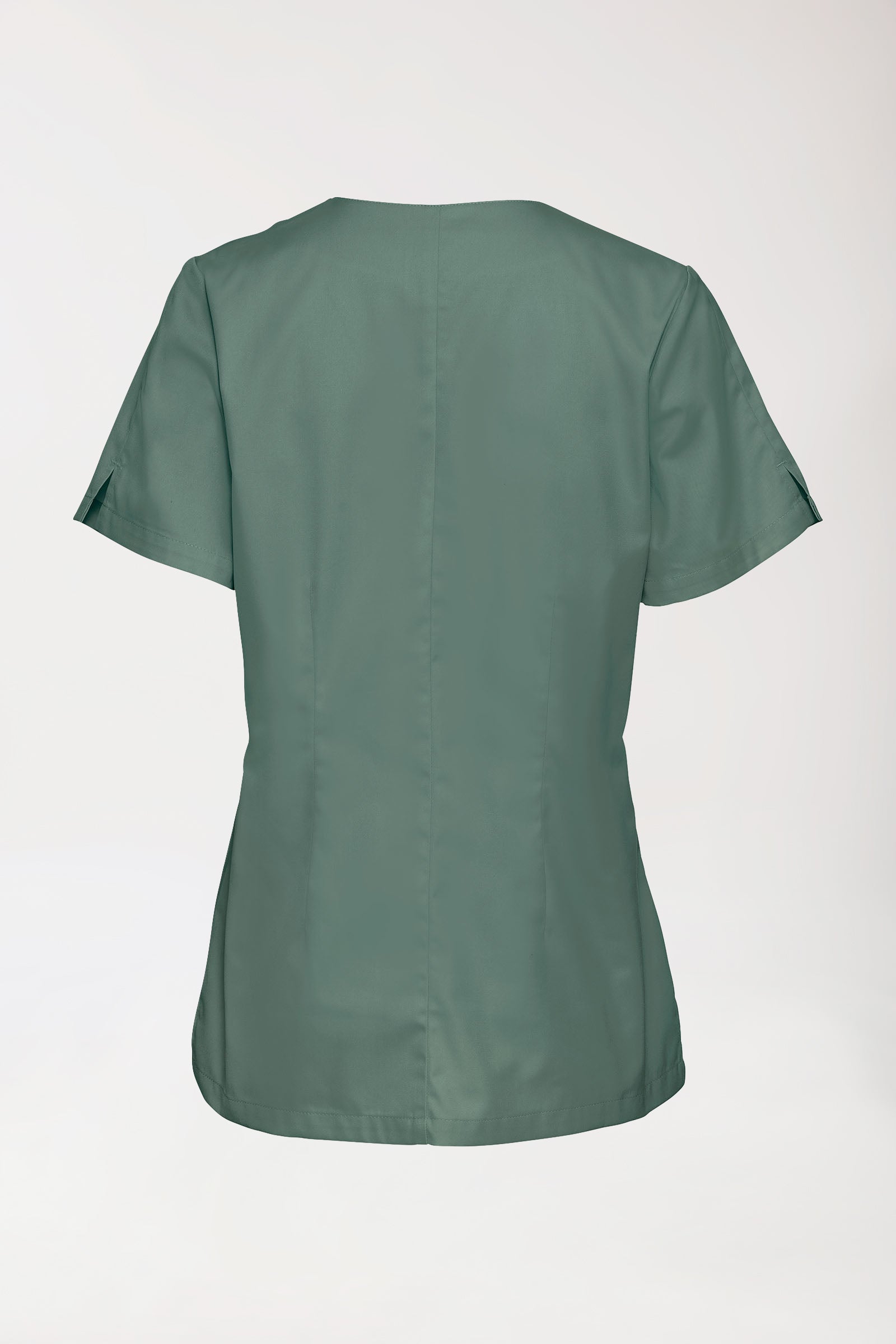 CORE Schlupfkasack Damen curved fit - mit Druckknöpfen dunkelgrün, Rückansicht 