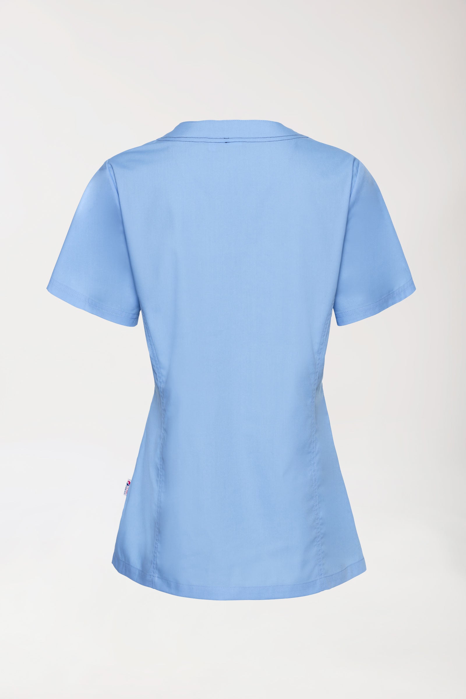 Damen-Schlupfkasack Himmelblau mit Navy, Rückansicht 