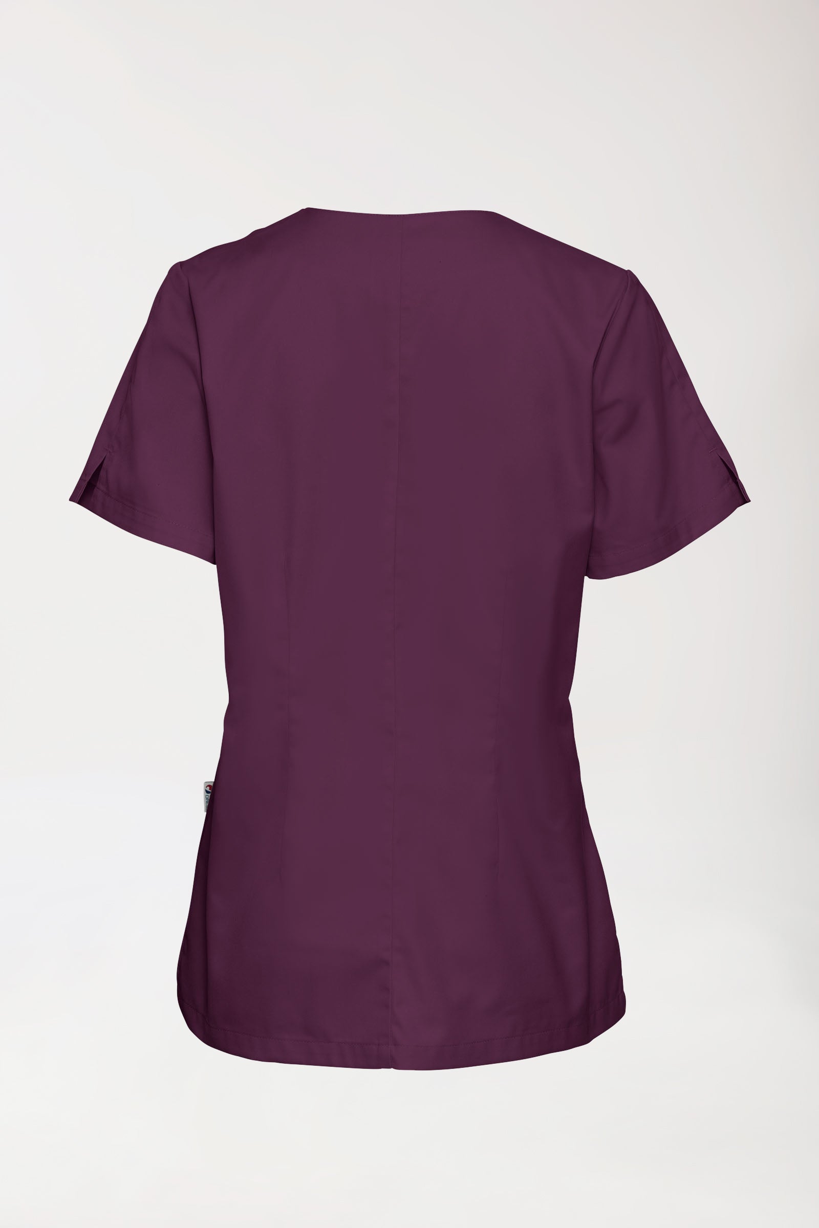 CORE Schlupfkasack Damen curved fit - mit Druckknöpfen pflaume, Rückansicht 