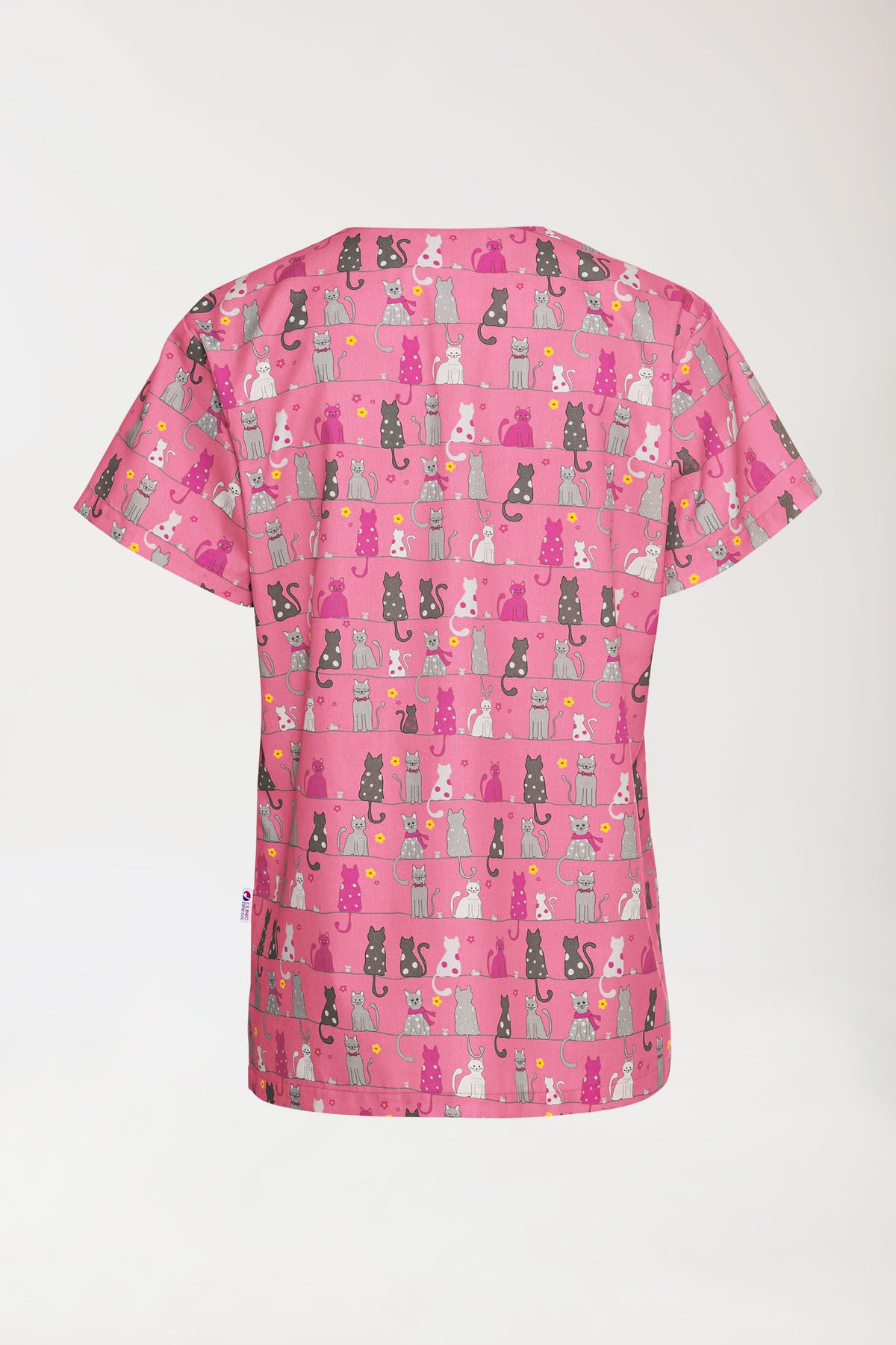 Leichter Schlupfkasack Damen - Alloverprint rosy pink/grau, Rückansicht 