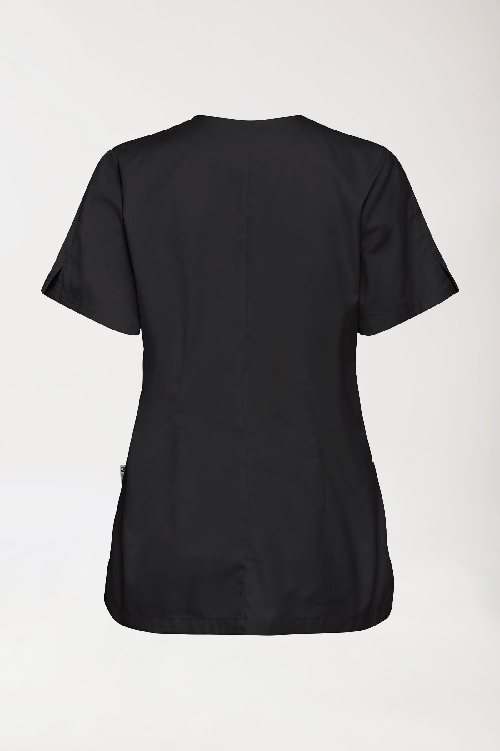 CORE Schlupfkasack Damen curved fit - mit Druckknöpfen schwarz, Rückansicht 