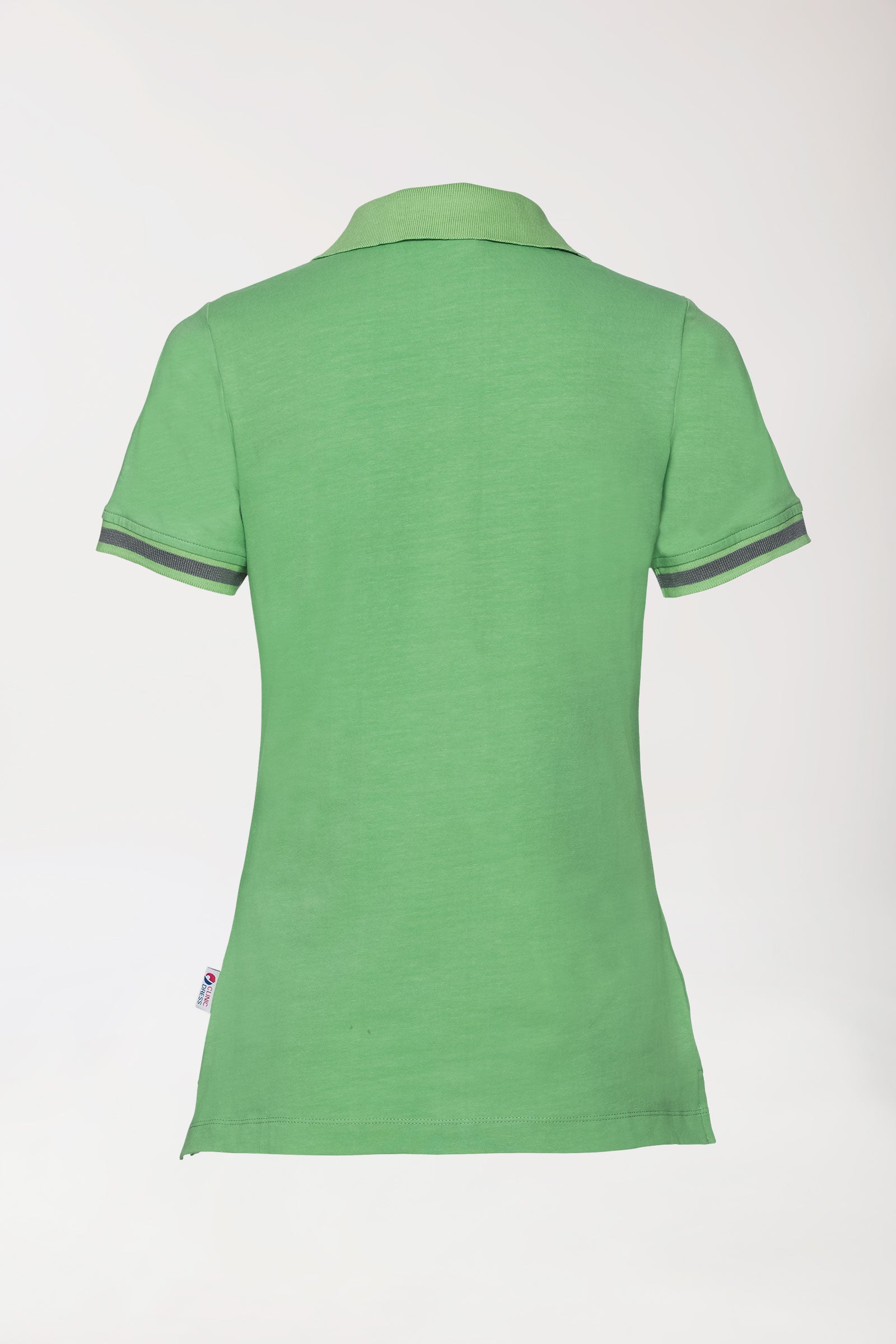 Stretch Shirt Damen - Polokragen apfelgrün/dunkelgrau melange