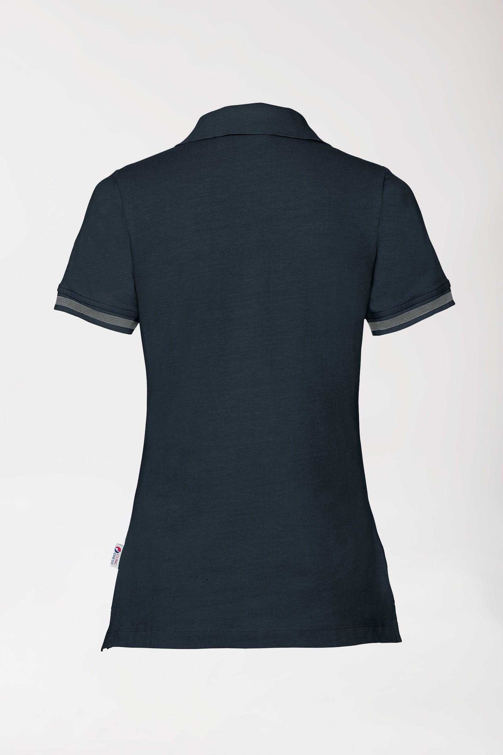 Stretch Shirt Damen - Polokragen navy/dunkelgrau melange, Rückansicht 