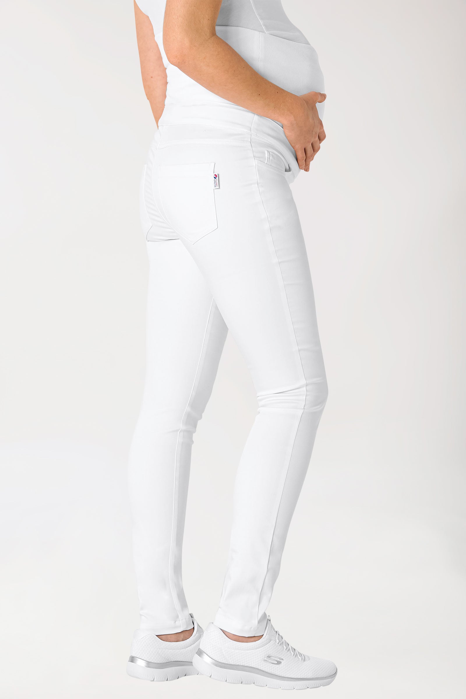 Comfort Stretch Umstandshose - elastischer Strickbund weiß