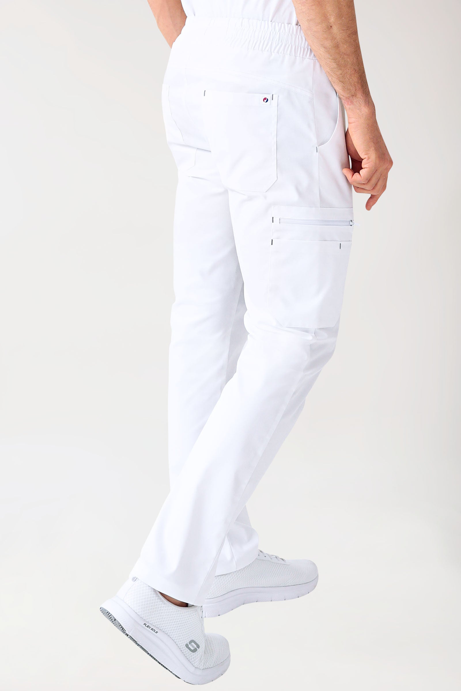 CLINIC STRETCH Hose Herren - gerader Saum weiß/grau