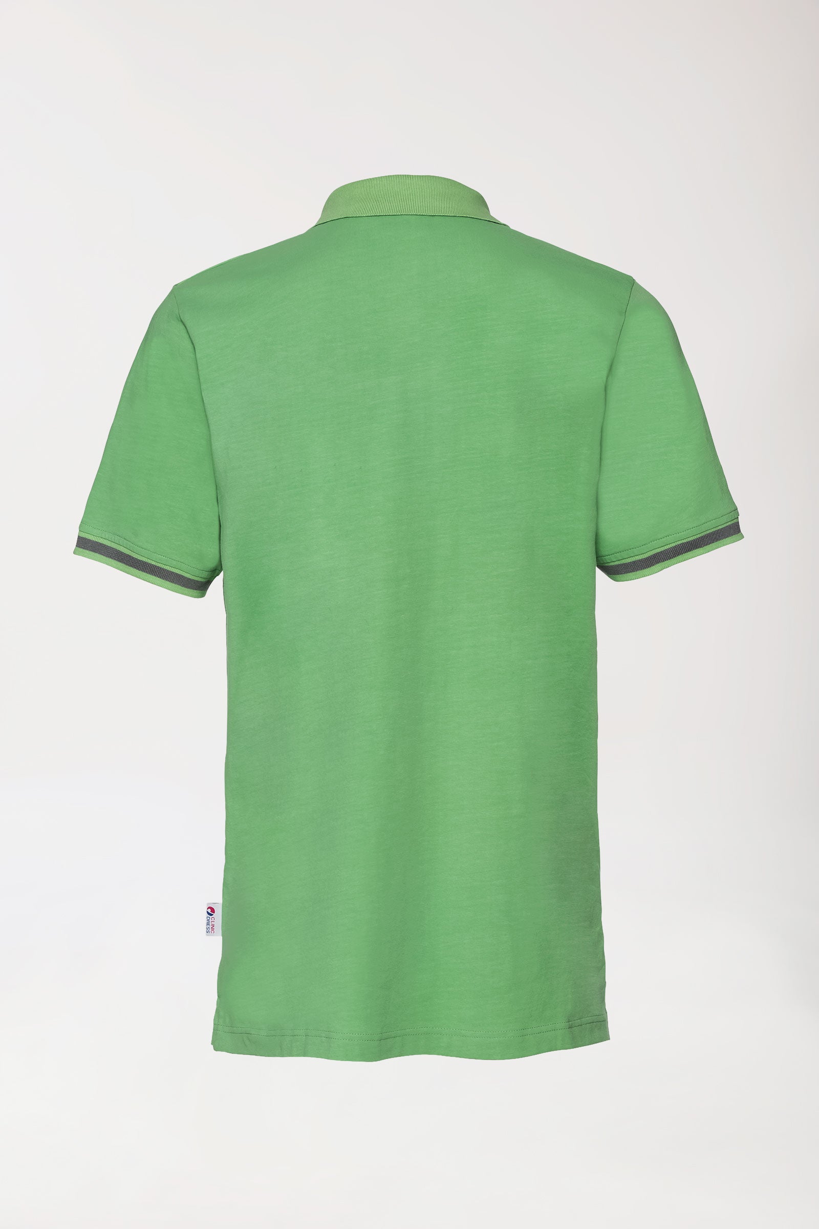 Stretch Shirt Herren - Polokragen apfelgrün/dunkelgrau melange, Rückansicht 
