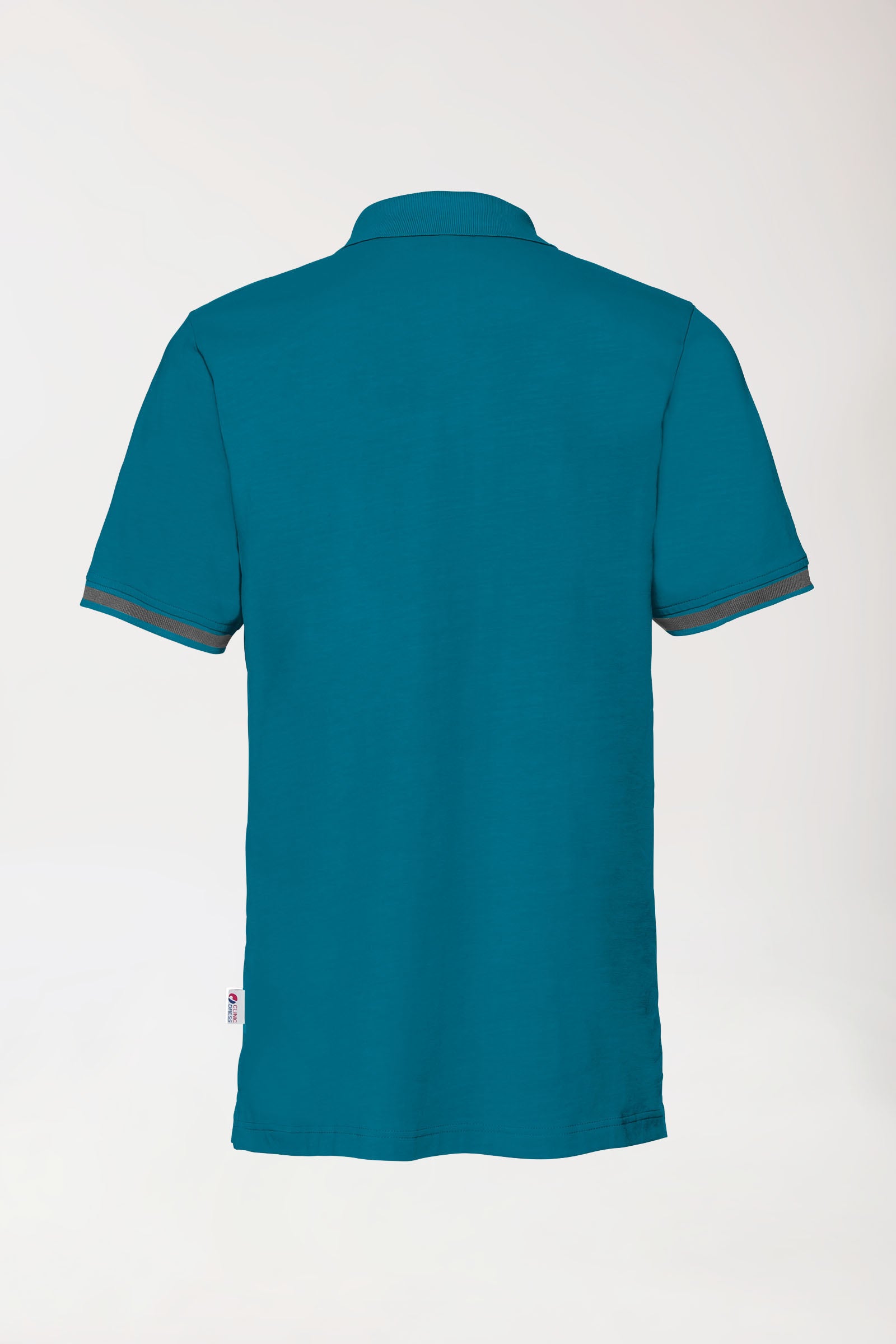 Stretch Shirt Herren - Polokragen petrol/dunkelgrau melange, Rückansicht 