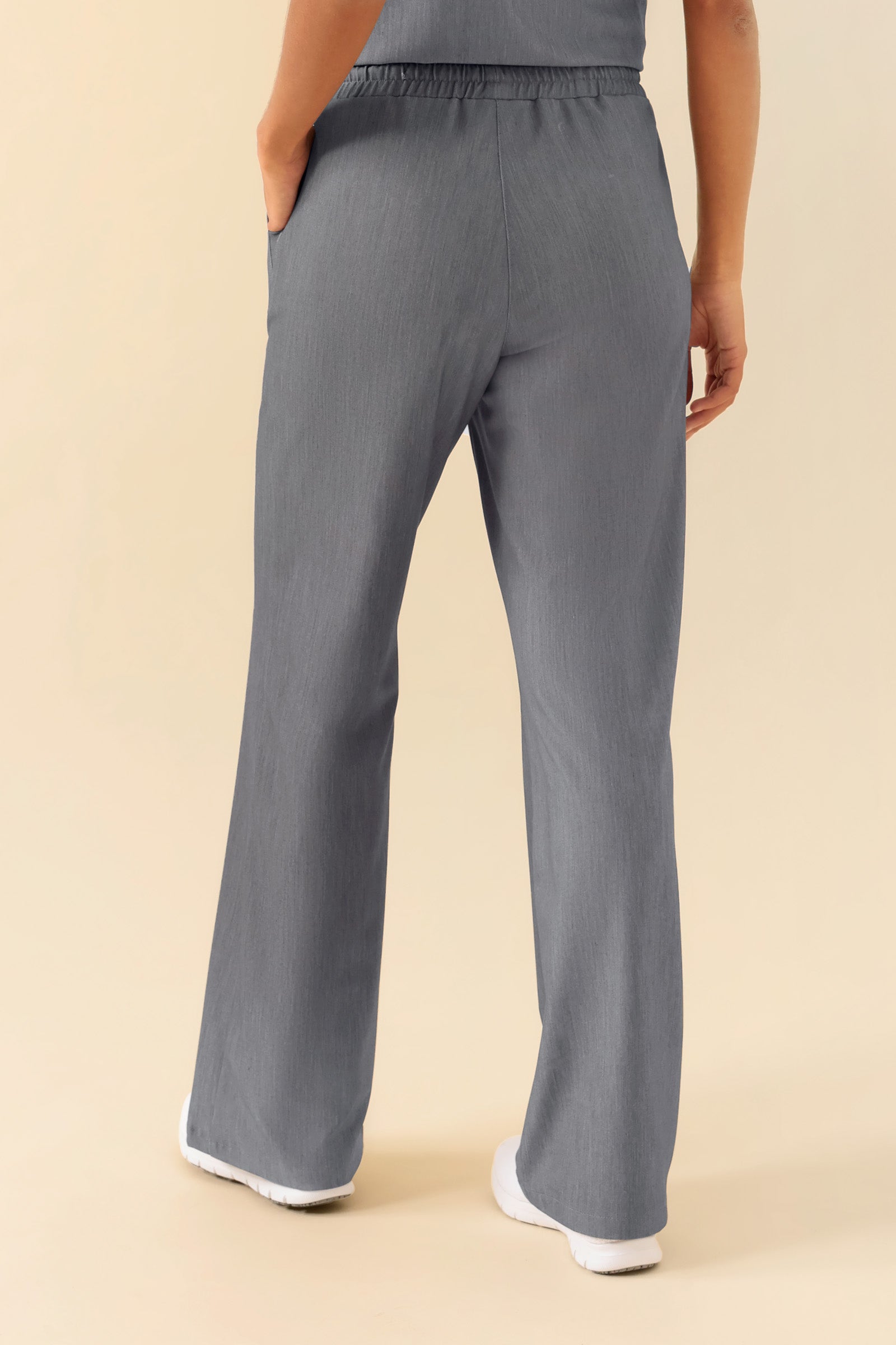 KAERE Hose Damen - weites Bein grau melange, Rückansicht 