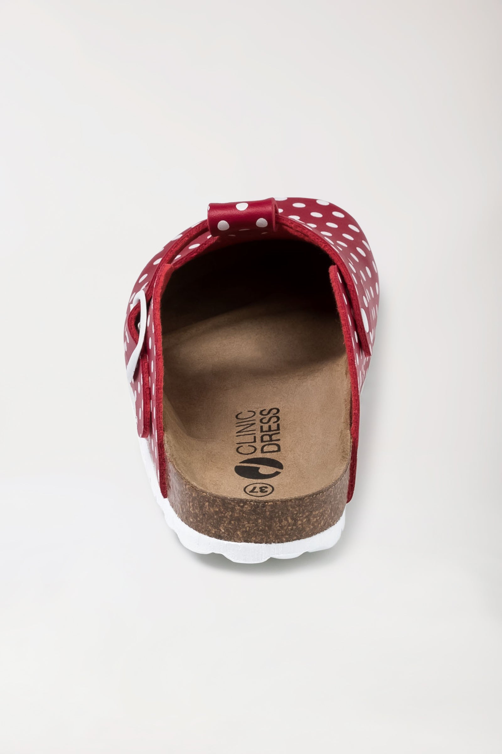 Damen Clog rot/weiß, Rückansicht 