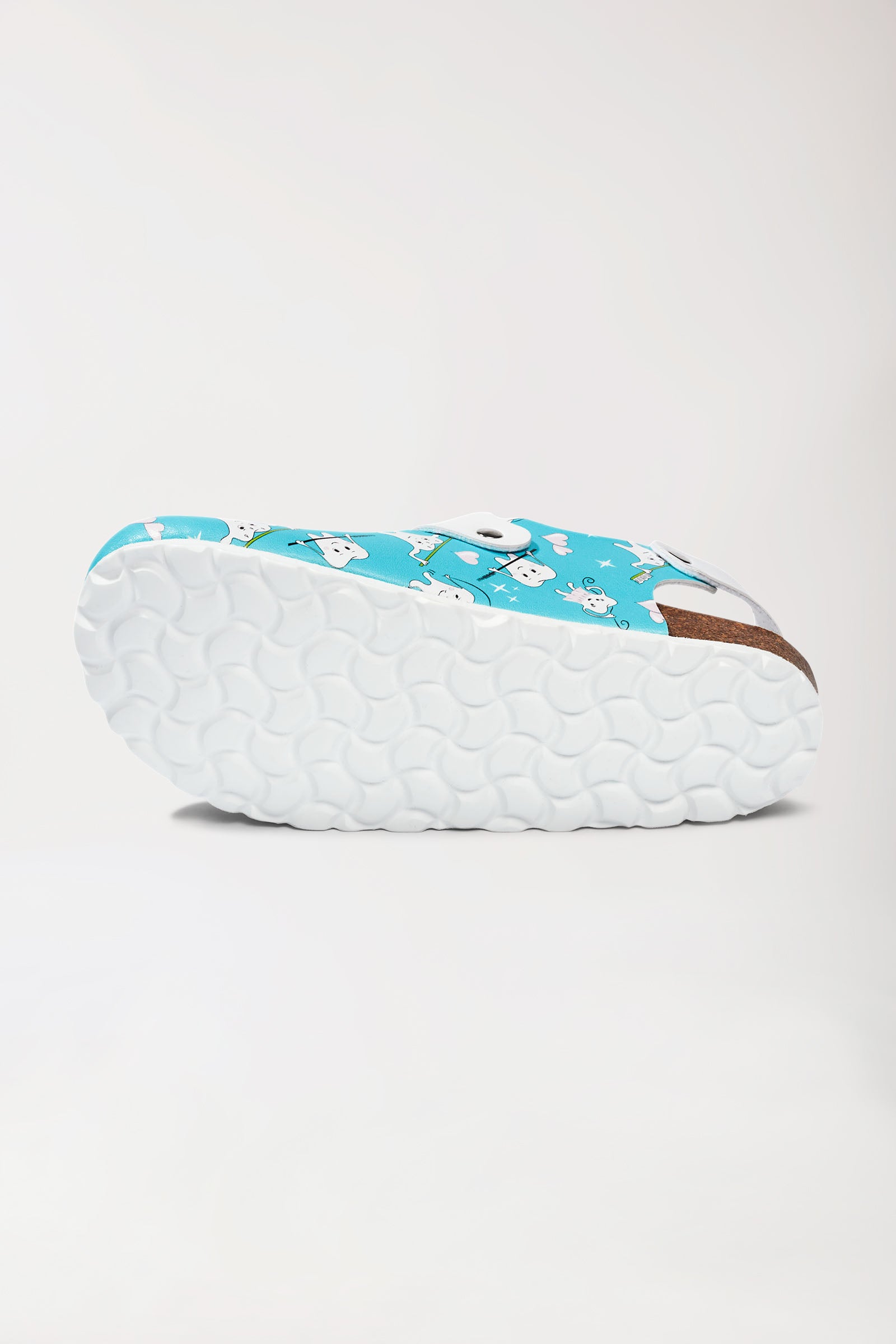Damen Clog türkis/weiß, Rückansicht 