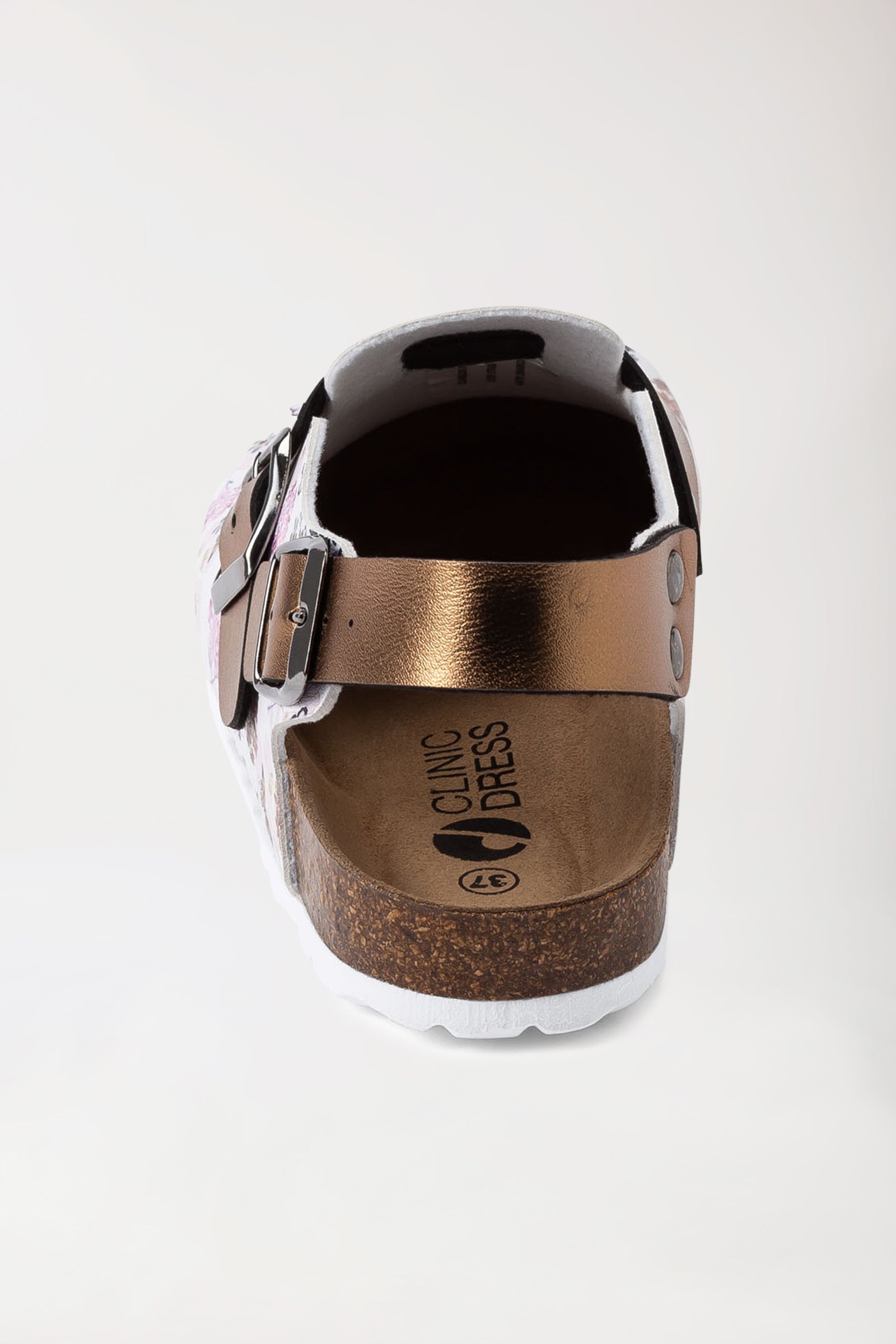 Damen Clog weiß/kupfer/rose, Rückansicht 