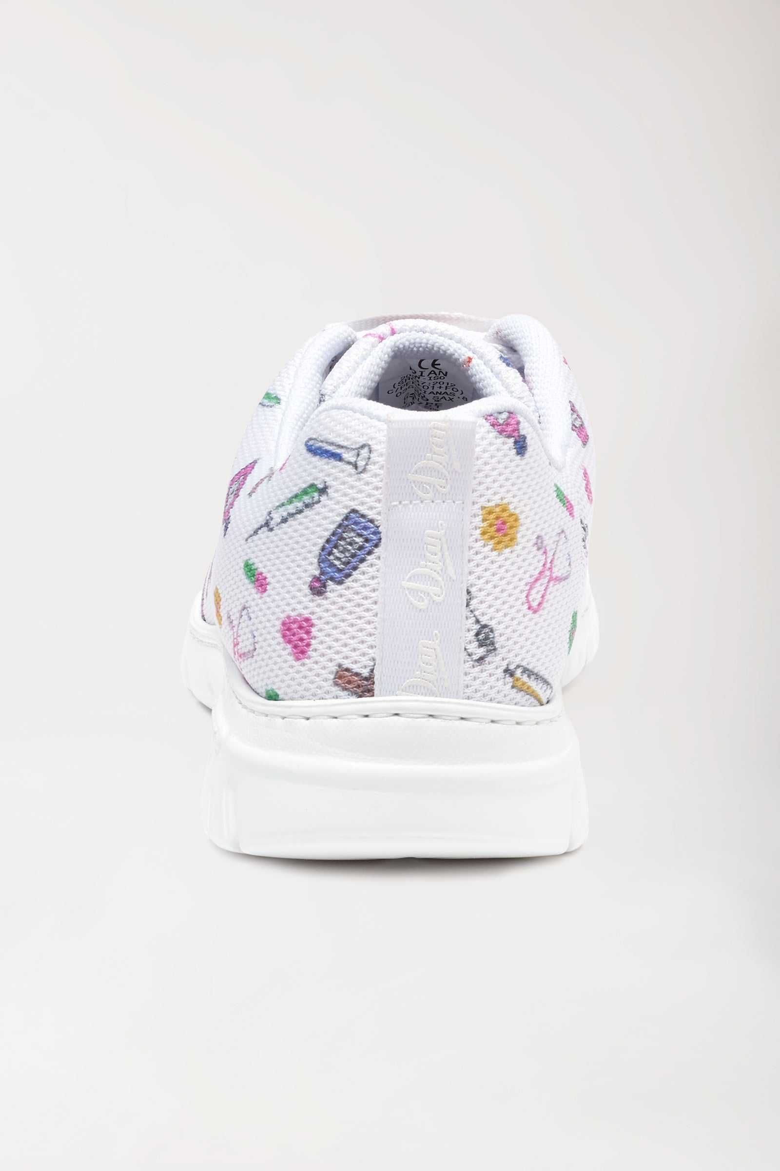 Unisex Berufsschuh weiß/bunt, Rückansicht 