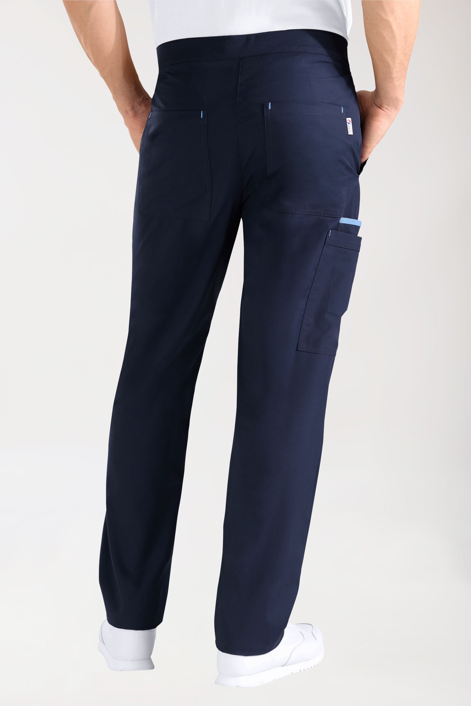 Hose Navy mit Himmelblau Unisex, Rückansicht 